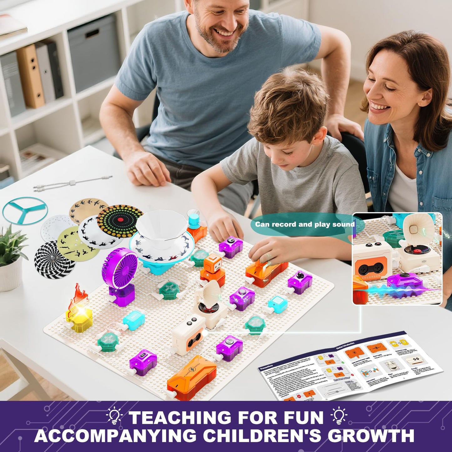VATOS Science Circuit for Kids Ages 6-12, 68PCS Electronics Building Kit with 450+ STEM Projects, Rotational Imaging, Sound Recording & Playback, Dual Power STEM Educational Toys for Boys Girls