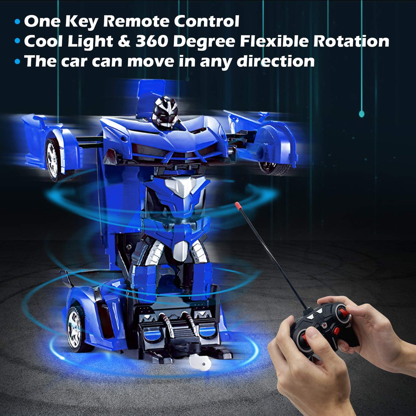 Remote Control Car - Transform Robot Toys for Boys Teens, Rechargeable RC Car with Lights, 2.4Ghz RC Car 1:18 Rechargeable 360° Rotating Race Transform Car Birthday Christmas Gifts for Kids