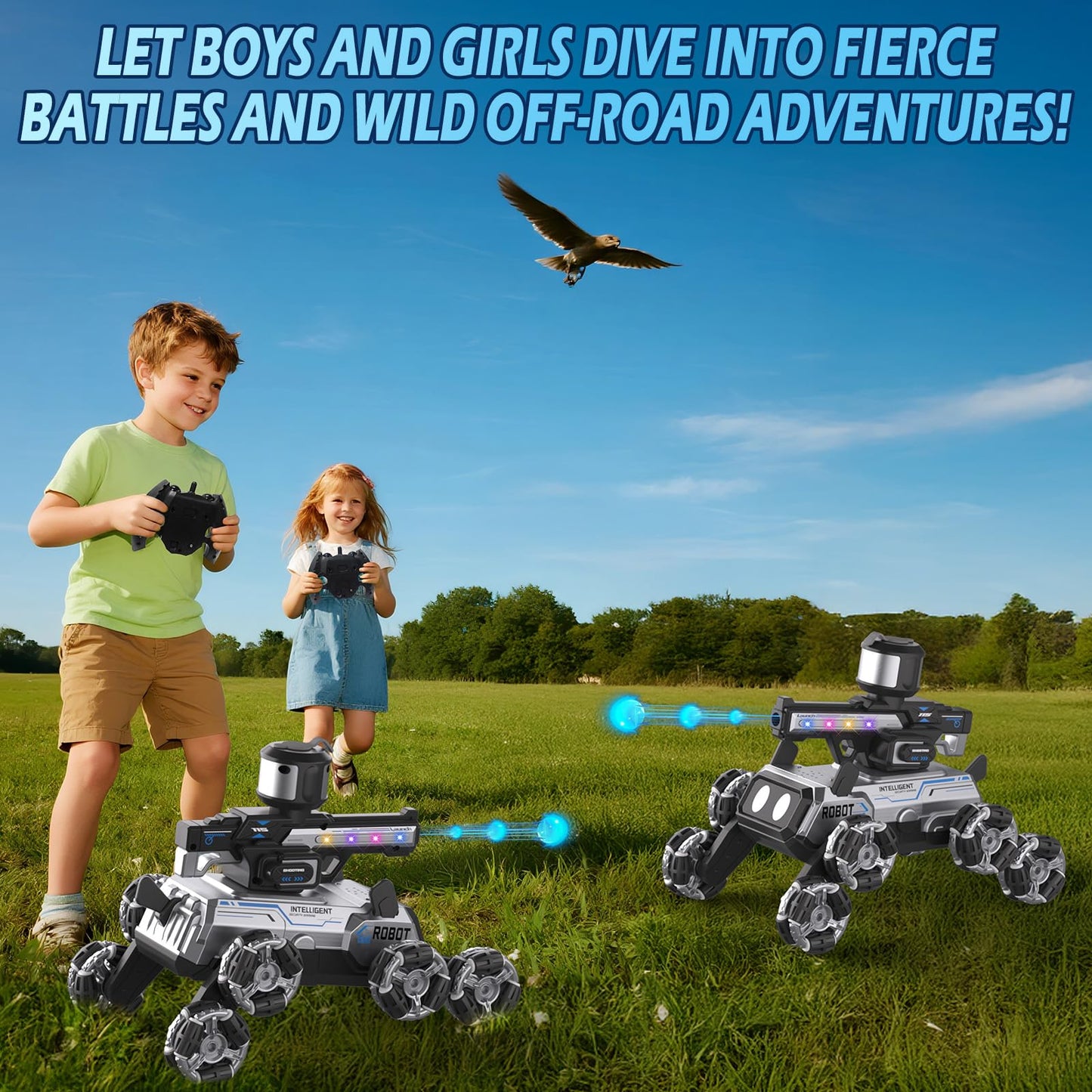 Godboat Robot Dog - Smart Toys for Kids with Music & LED Eyes, 2.4GHZ RC Car, 8-Wheel Stunt, 9+ Lifelike Actions and Water-Shooting, Age 3 4 5 6 7 8 Year Old Boys Girls Christmas & Birthday Gifts 2026