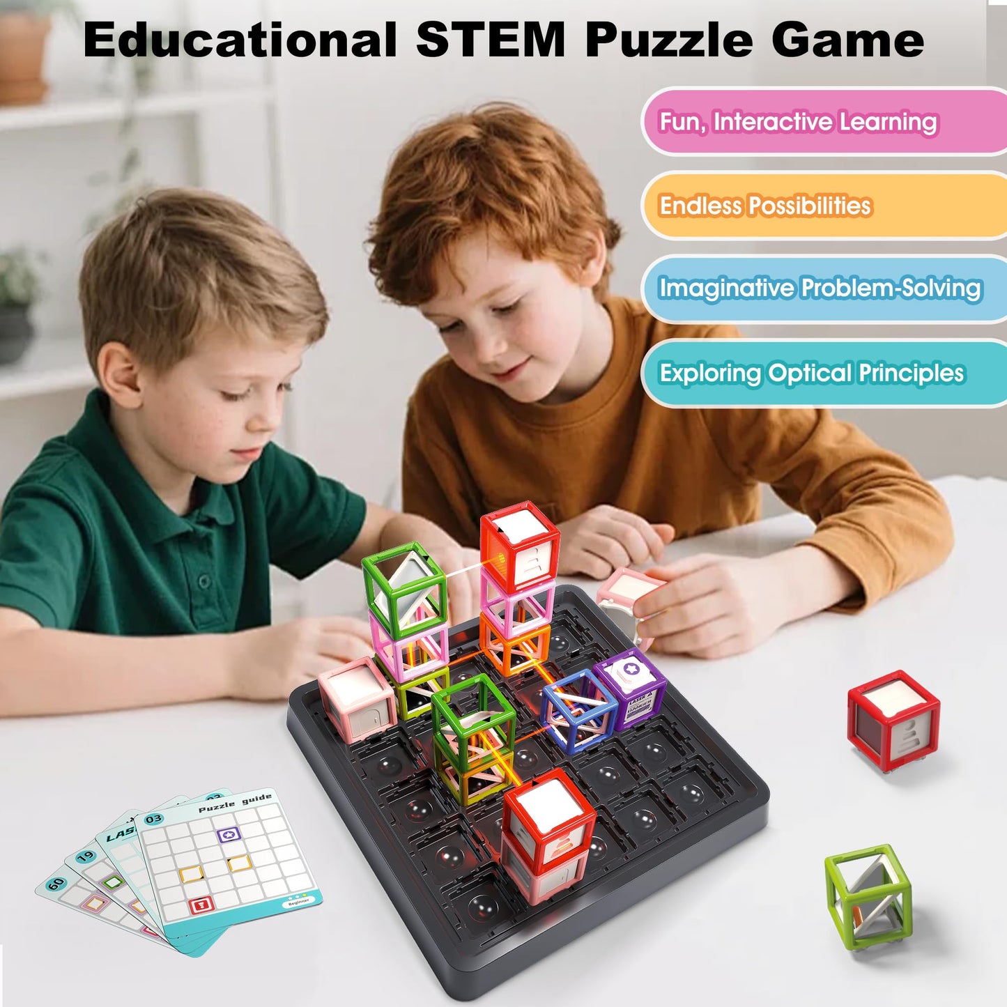 Laser Maze Reasoning Game Stem Toys for Ages 8-12, Puzzle Game with 60+ Challenging STEM Logic Toys, Educational Toy for 8 9 10 11 12 13 14 Year Old Boys, Kids Gift for Christmas/Easter/Birthday