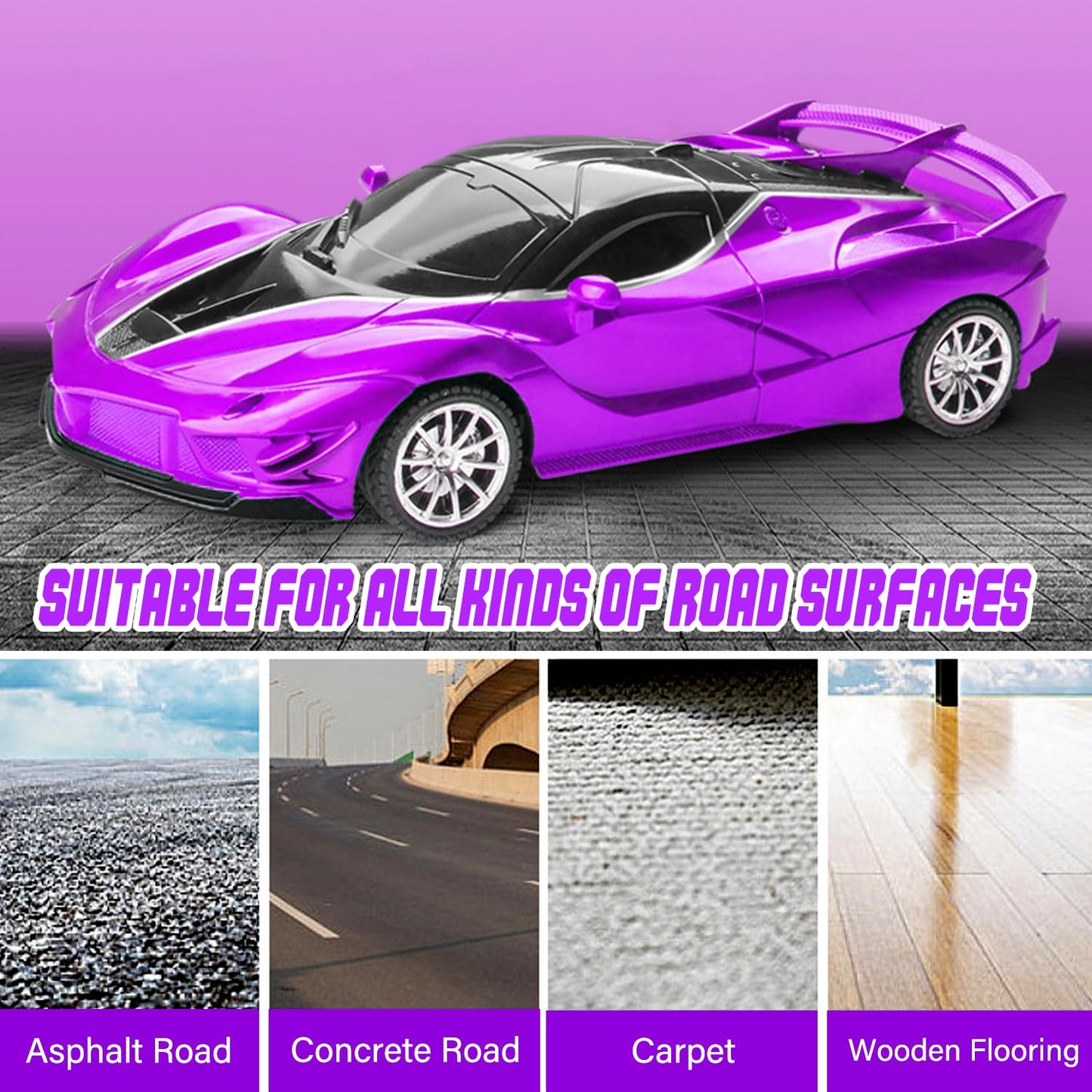 Yomwet Remote Control Car for Girl, 2.4GHz 4WD Electric RC Cars Toy Racing with Led Lights Rechargeable High-Speed Hobby Toy Vehicle, RC Car Gifts for Age 3 4 5 6 7 8 9 Year Old Kids (Purple)