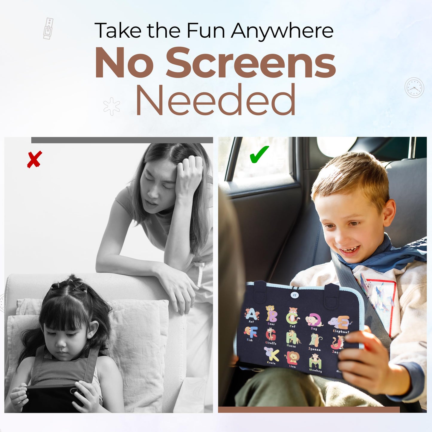 JAGSYJOY Busy Book for Toddlers - Montessori Busy Board with Sensory Activities for Learning Fine Motor Skills, Travel Toys for Toddlers for Airplane, Car. for Boys and Girls.