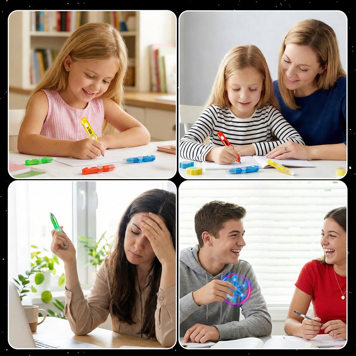 Thremhoo 24PCS Glow Fidget Spinner Pens Light Up Party Favors Treat Goodie Bags Stuffers Classroom Bulk Toys for Kids Prizes Toddlers Spinning Pens Boys Girls Birthday Students End Of The Years Gifts