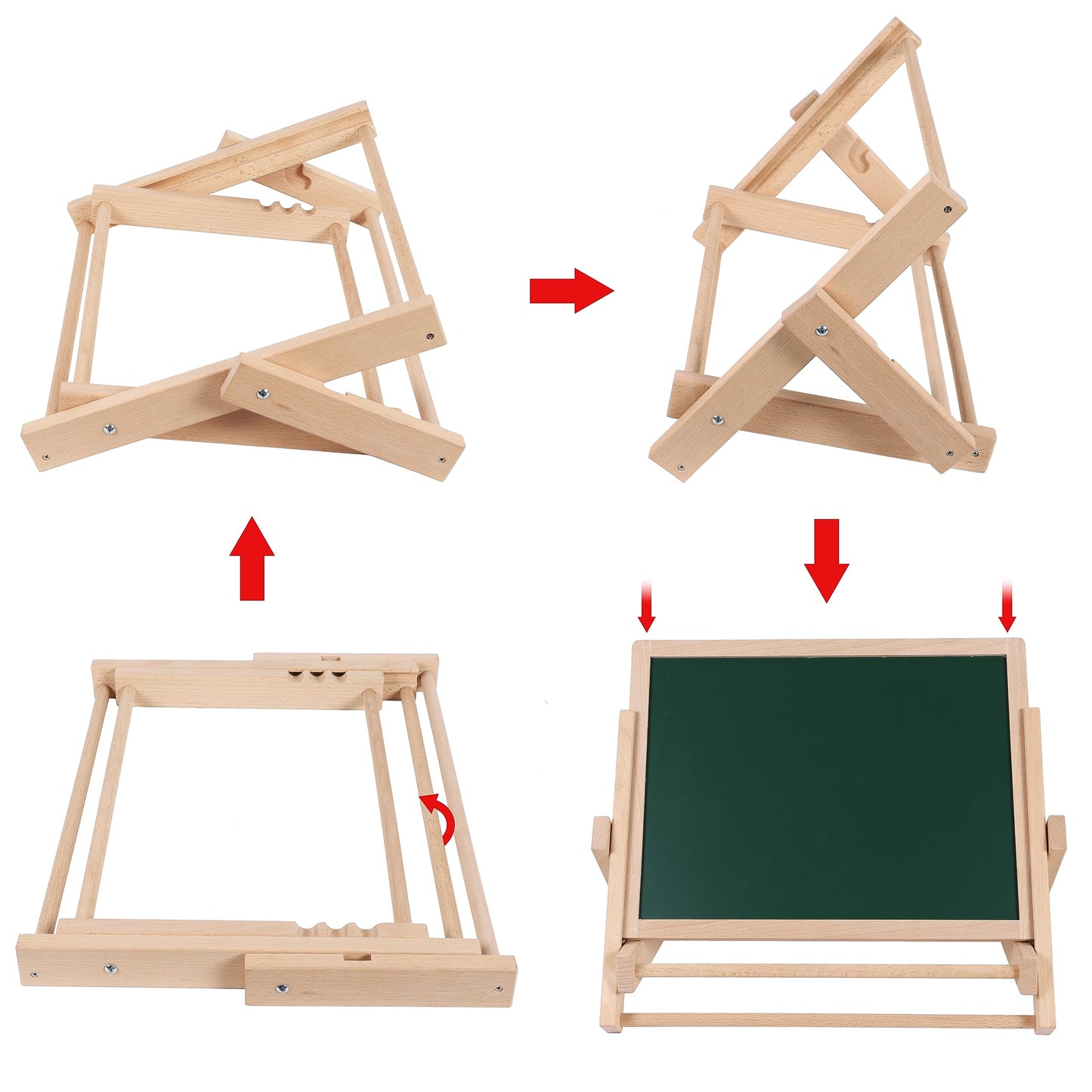 Toys of Wood Oxford TOWO Wooden Easel for Children Foldable Double Boards Magnetic Shapes Letters Numbers and Paper roll Kids Art Easel -Table Top Magnetic Board for Kids