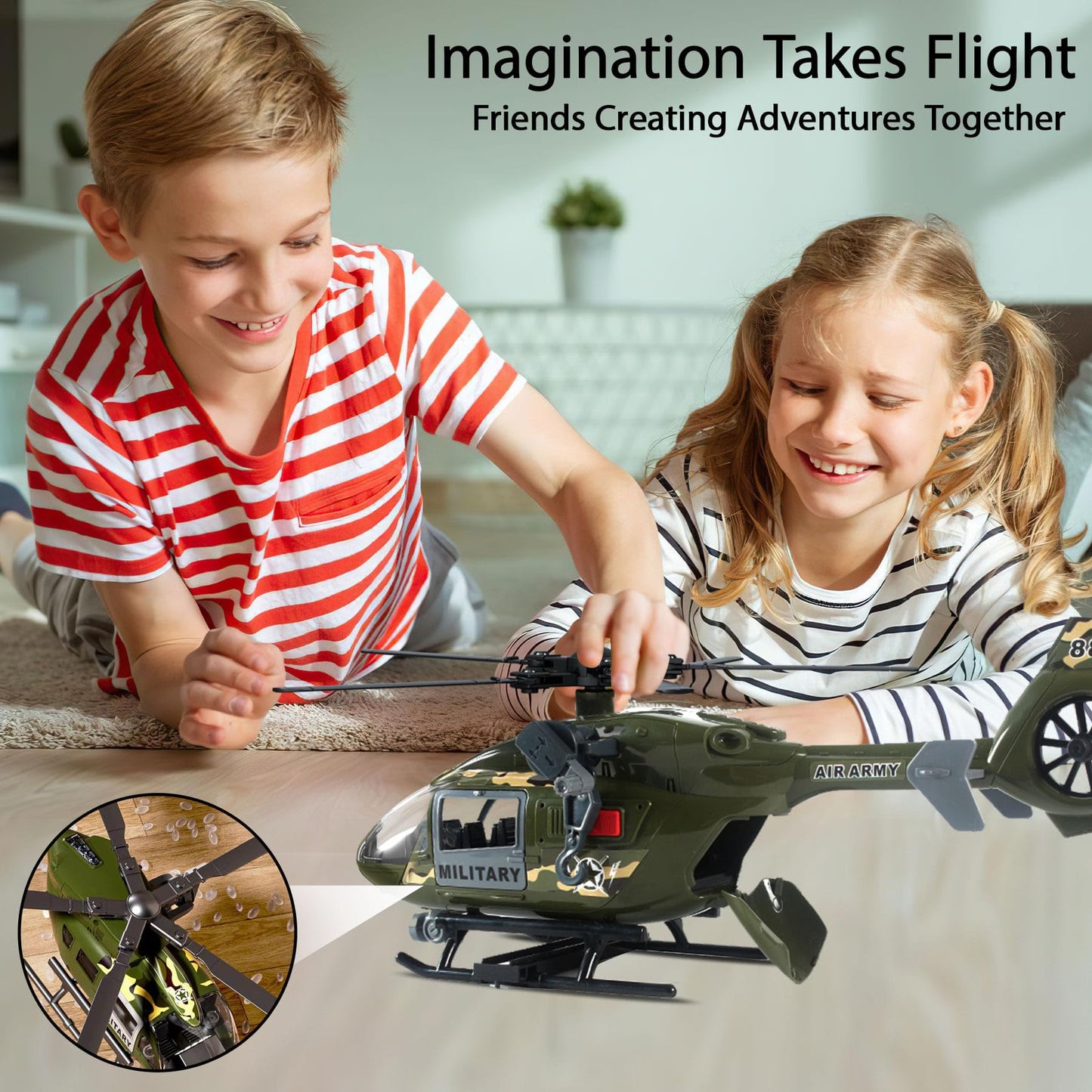 Military Helicopter Toy for Boys with Hanging Basket Toy Airplane with Lights and Sound Rescue Vehicles Toys for Kids Aged 3 4 5 6 7