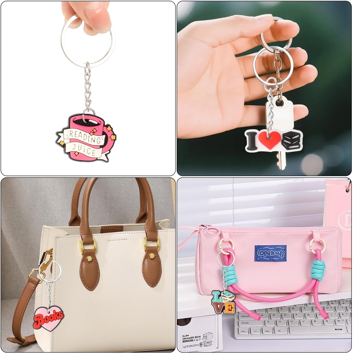 Tnoeuz 32PCS Book Keychain Book Lover Gifts Book Club Party Favors Bookish Keychain Bulk for Books Lovers Readers Librarian Book Club Gifts