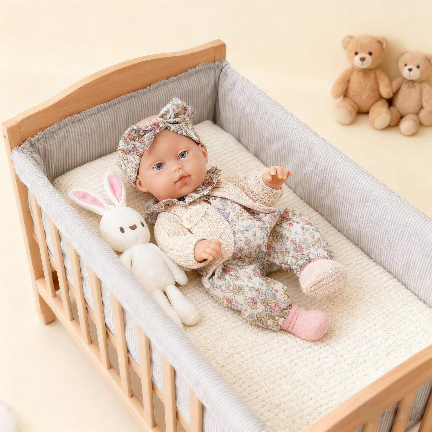 Camonity Reborn Baby Dolls, 12inch Realistic Cute Dolls with Clothes and Accessories Washable Removable Birthday Gift Toy for Age 2+ (Light Brown)