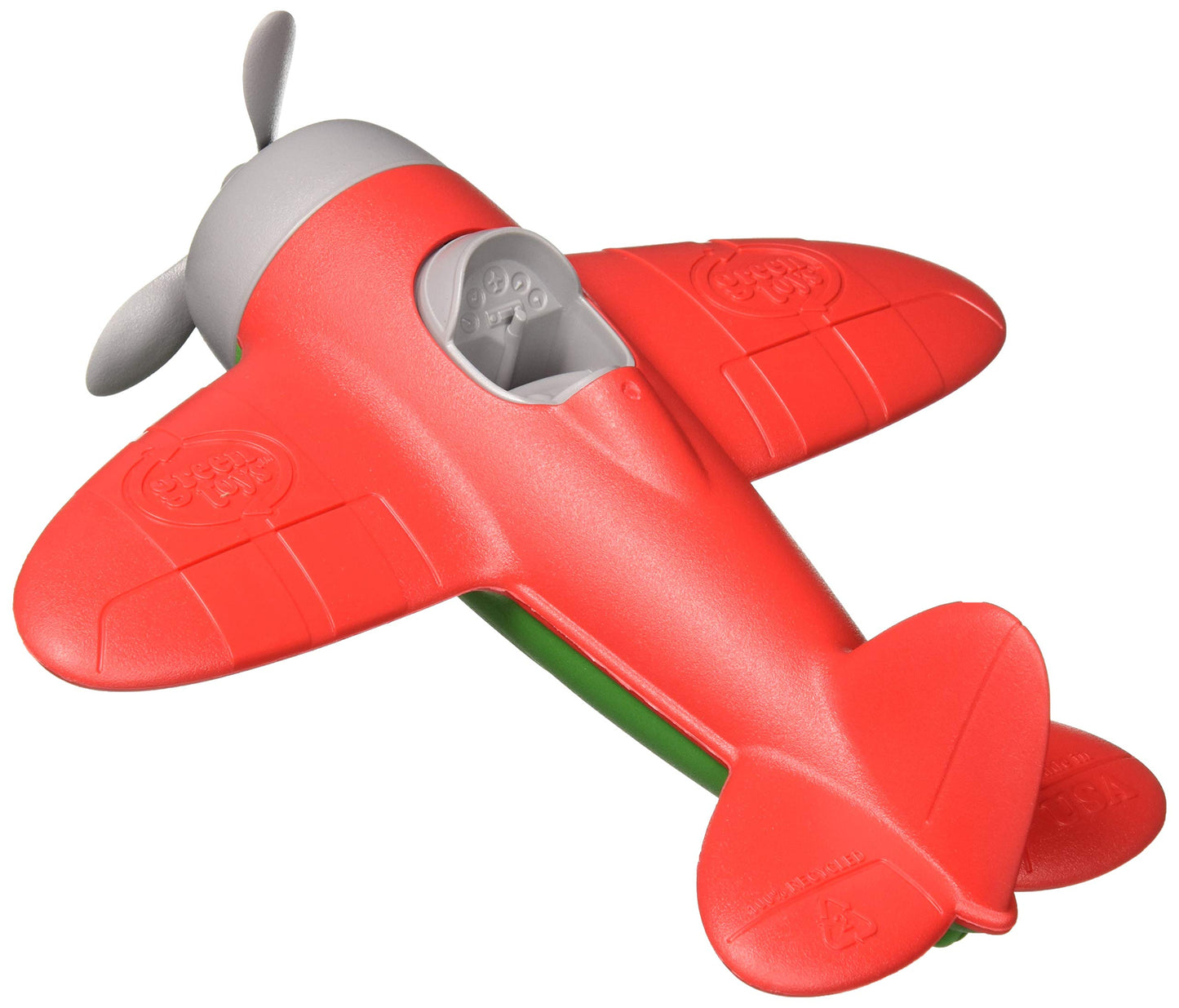 Green Toys Airplane, Red/Green - Pretend Play, Motor Skills, Kids Toy Vehicle. No BPA, phthalates, PVC. Dishwasher Safe, Recycled Plastic, Made in USA.