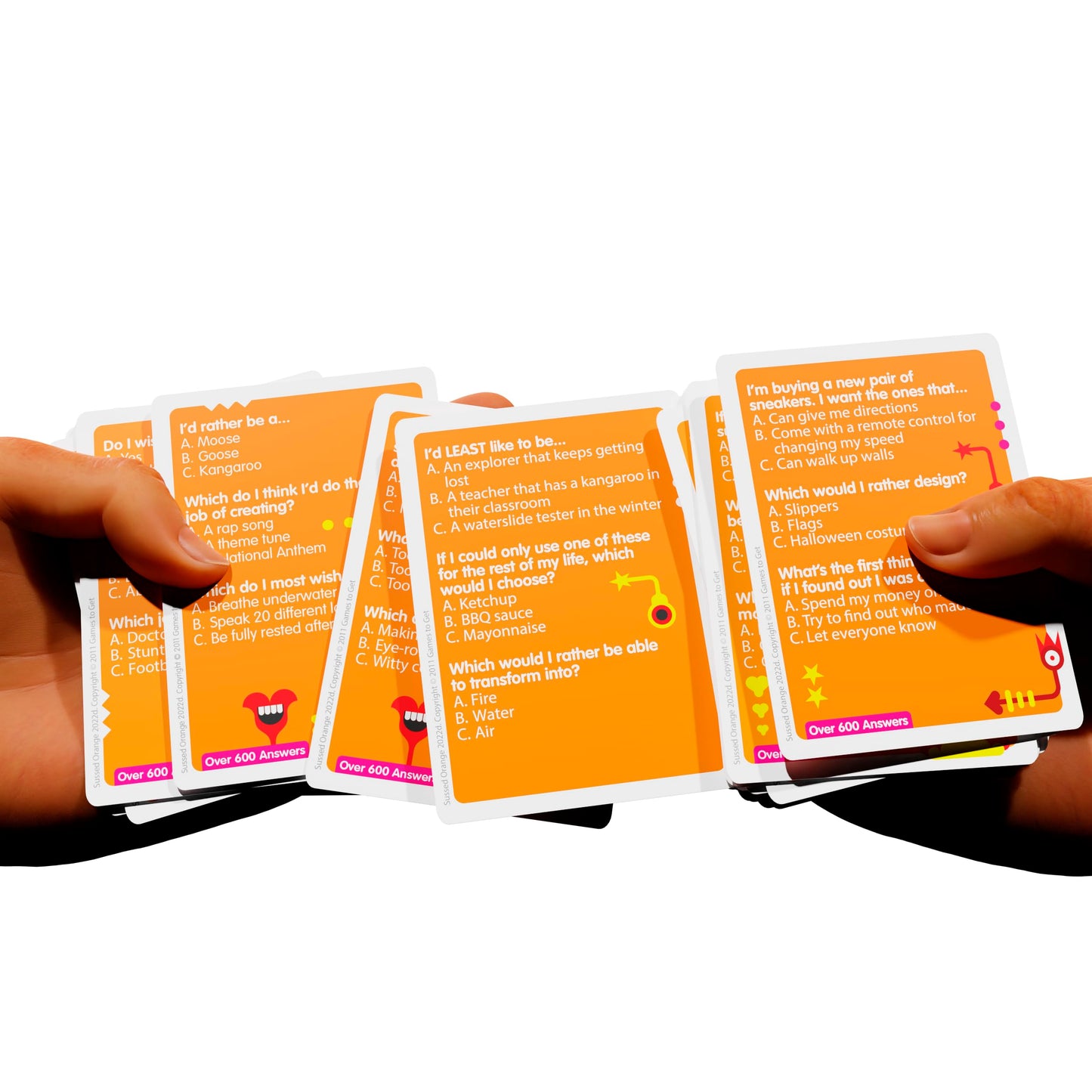 SUSSED 650 Wacky Conversation Starters for Kids, Teens & Adults- Family Card Game - Fun Gift - Stocking Stuffer - Blue, Green and Orange Bundle