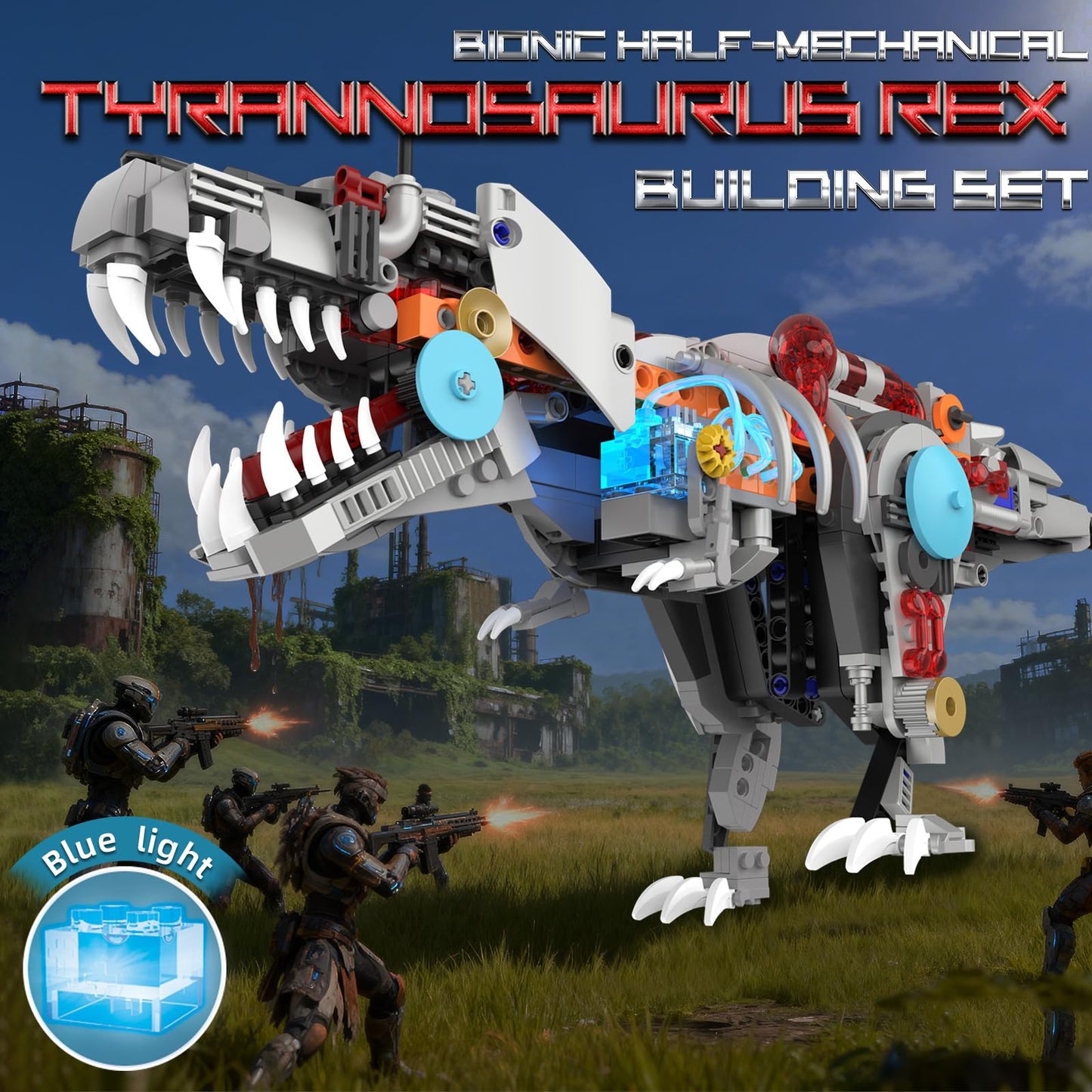 Suplanet Mechanical T-Rex Dinosaur Building Set with Lights, Rotatable Components & Display Stand, STEM Building Toy for Boys 8-14, Home Office Decor for Adults, Mechanical Enthusiasts (730PCS)