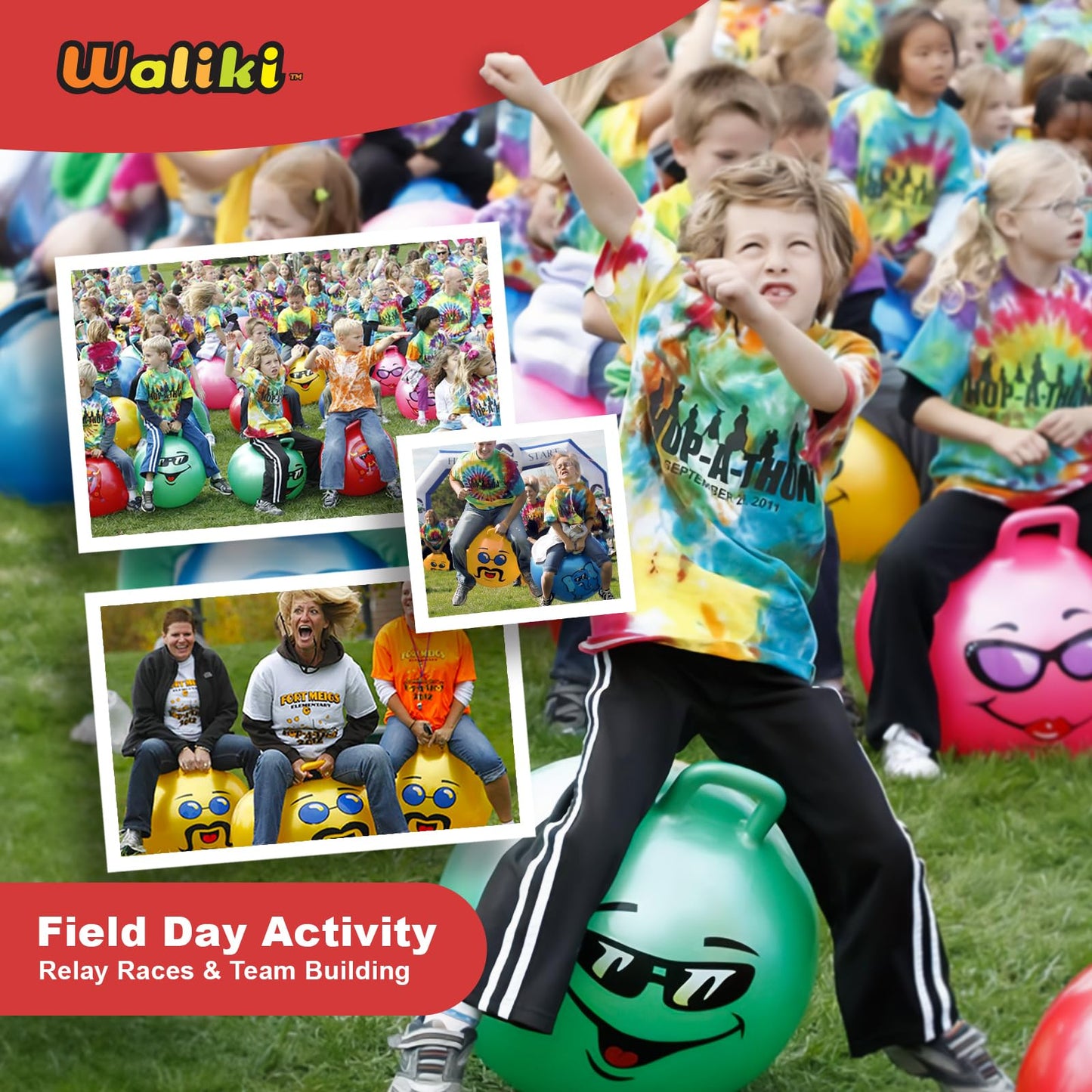 WALIKI Hopper Ball Toy for Boys and Girls Ages 7-9 | Hippity Hop Jumping Ball | Cool Birthday Gift | Blue | 20"