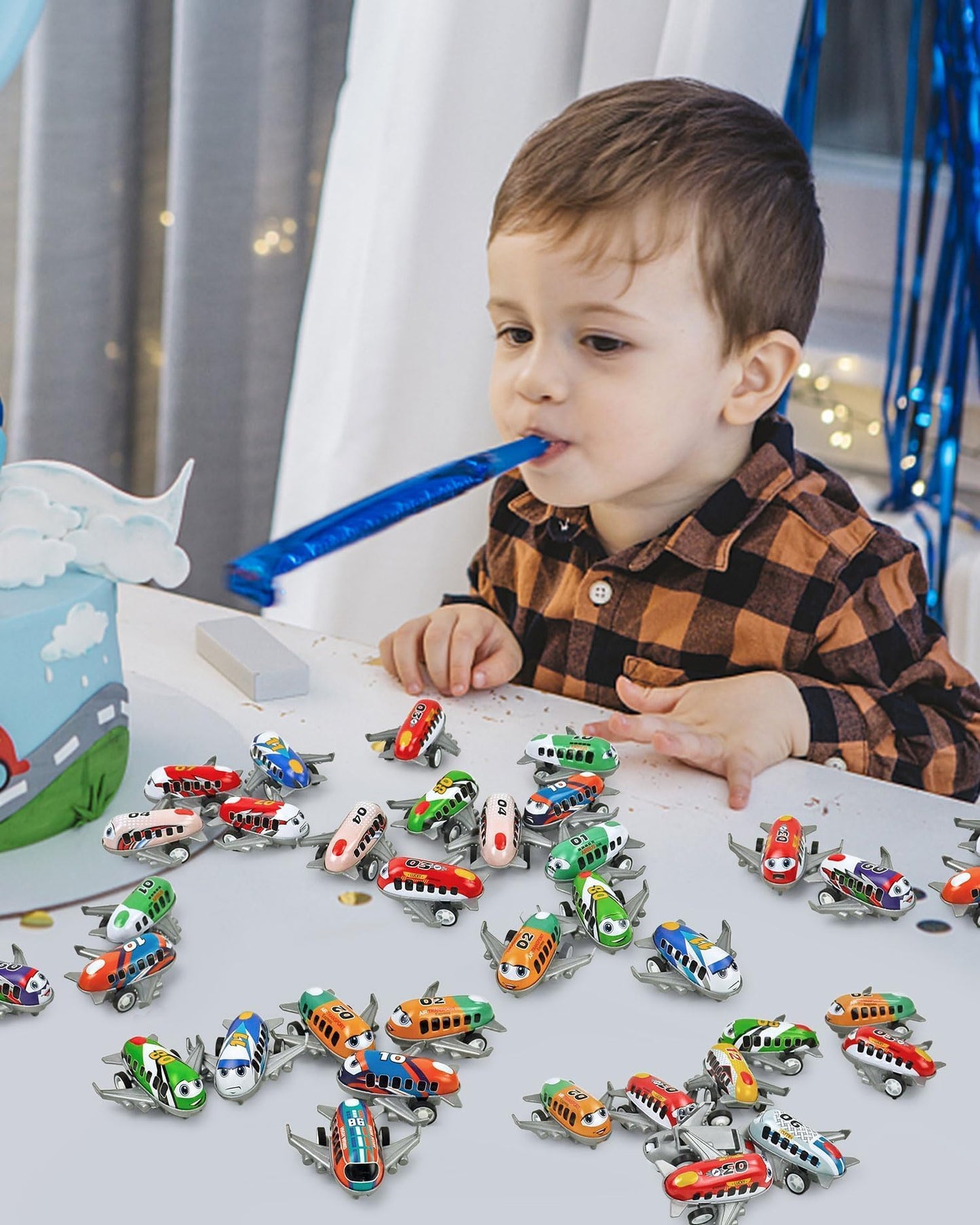 Vileafy 27 PCS Metal Shell Pull Back Airplane Toys for Kids – Cartoon Mini Airplanes with Plastic Base for Party Favors, Classroom Treasure Box Prizes, Goodie Bag Stuffers