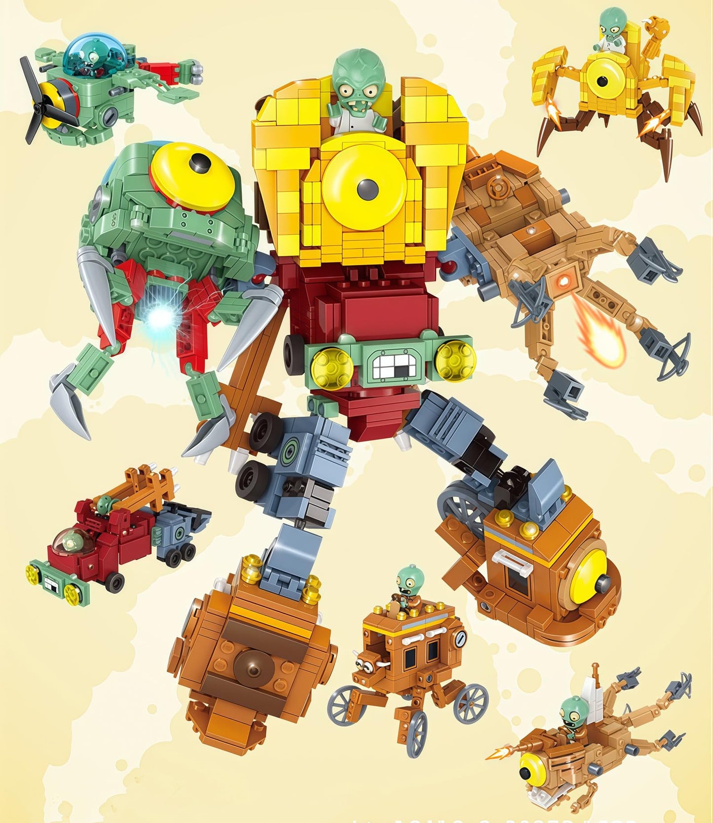 JHESAO 1 PCS Plants and Zombies Toys Assembly Action Figures PVZ Assemblable Toys Set 1 2 Series Great Gifts for Kids and Fans,Birthday and Christmas Party New