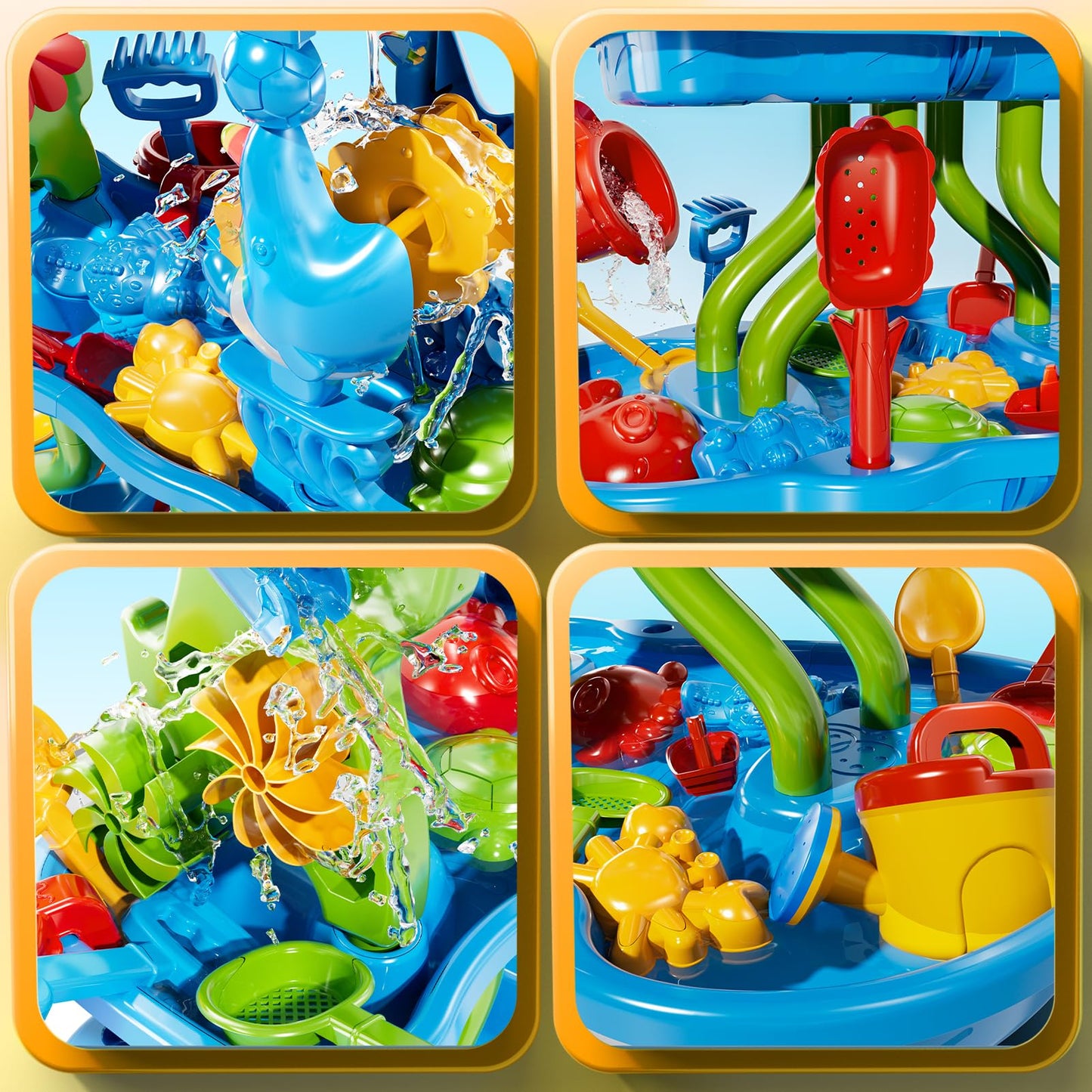 Beby Buty 4-Tier Water Table for Toddlers 3-5 Kids Ages 4-8, Summer Outdoor Beach Sensory Activity Playset Kids Sand Box and Water Table Toys, Party Birthday Gifts for Boys and Girls 3 4 5 6 7 8