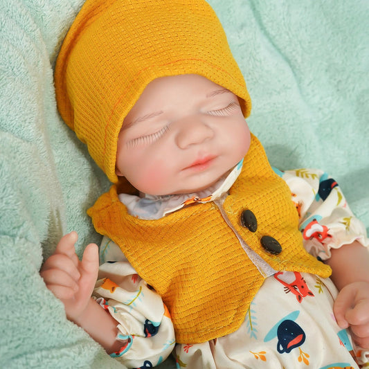 KUICEO Silicone Baby Doll-11.8in Reborn Baby Dolls Silicone Full Body Platinum Silicone[NOT Vinyl] Anatomically Correct Girl Realistic Sleeping Newborn Lifelike Preemie Open Mouth Doll Gift for Kids