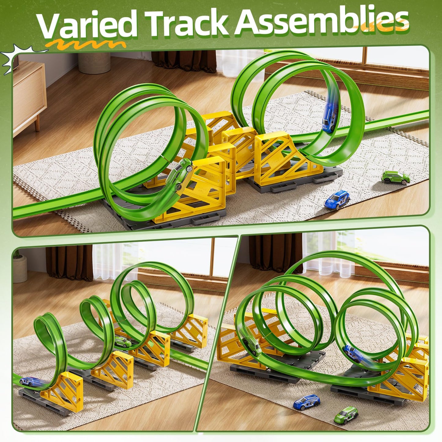 GOGIHCCH Race Track Car Set for Kids Ages 3-5 4-8, Toy Car Track Set for Boys 3+ with 5 Rotating Track, Race Car Track with 2 Small Cars, Boys Toy, Gifts Toys for Boys Girls 3 4 5 6 7 8