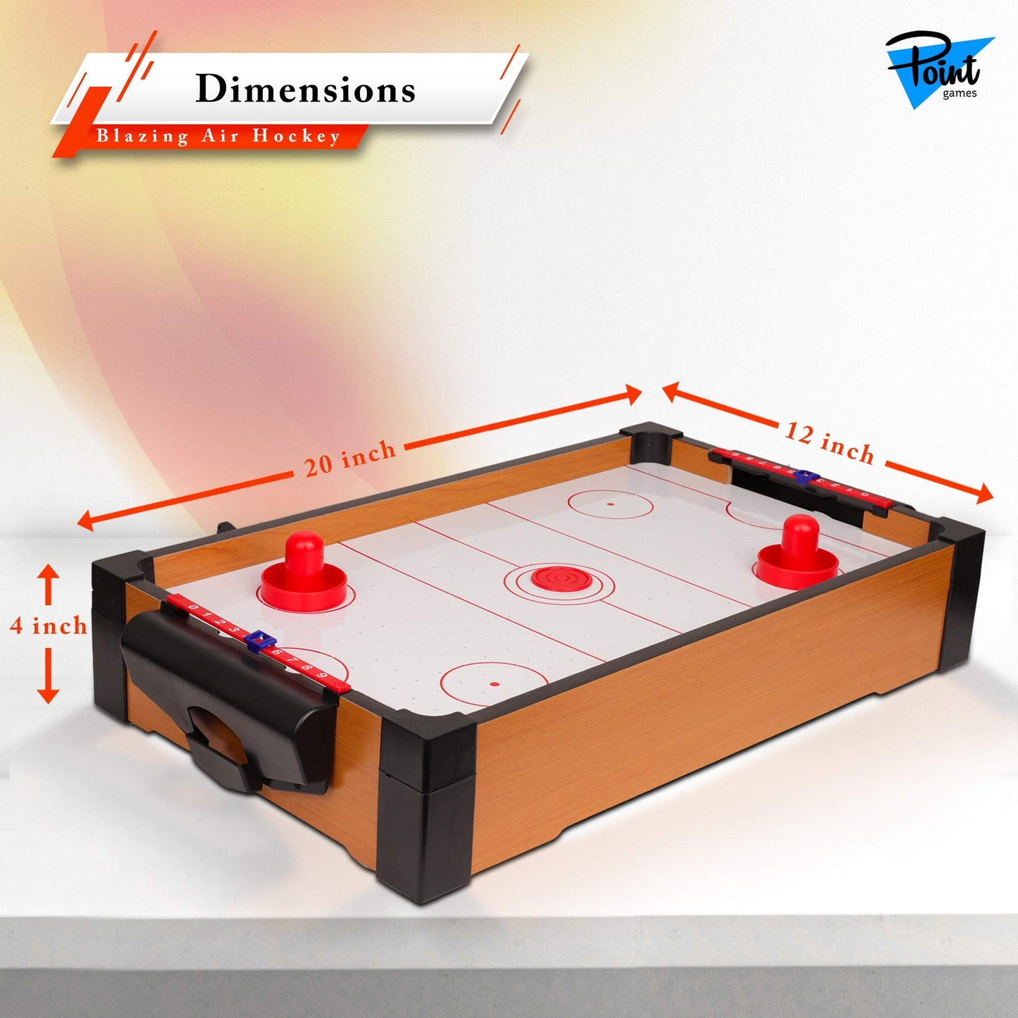 Point Games Mini Air Hockey Table for Kids - Hockey Table Game - Arcade & Table Games - Air Hockey Pucks and Paddles - Portable Sport Hockey for Boys and Girls