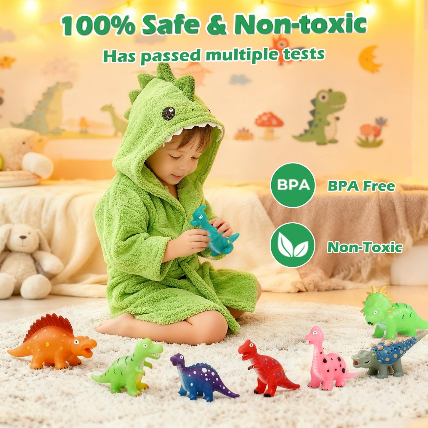 Color Changing Dinosaur Bath Toys: No Hole Mold Free Bath Toys for Kids Ages 3-5 & 4-8 | Magic Water Activated Bathtub Dino Play Set for Toddler Boys Girls