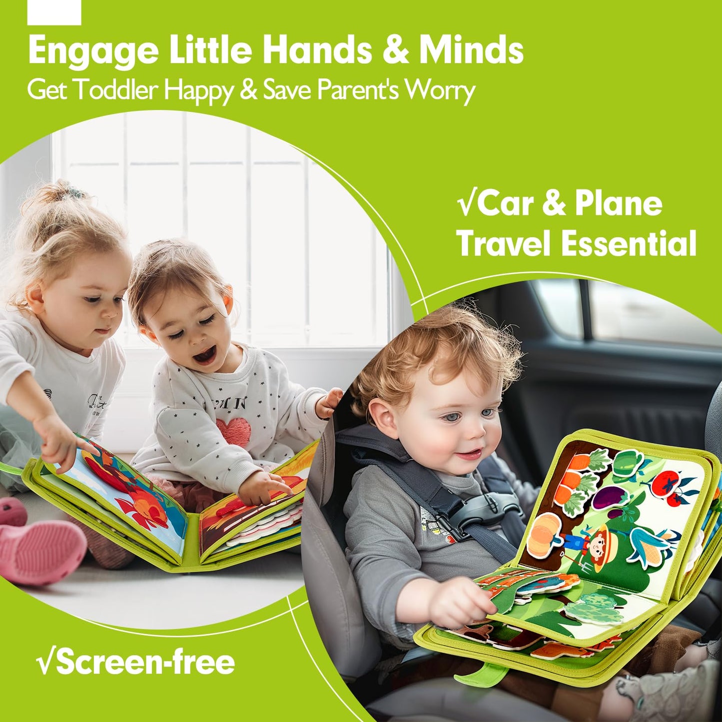 hahaland Busy Book for Toddlers 1-3 Baby Tissue Box Toy 6-12 Months, Montessori Toys for Boy Gifts Girl Toys
