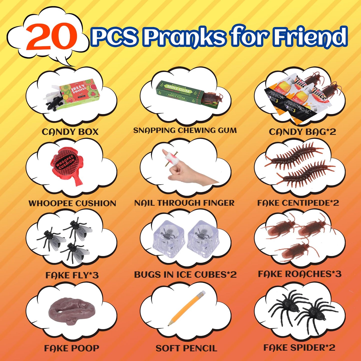 ALLROAD Prank Kit | Pranks for Kids | Joke Box-Ultimate Gift Set 20 Ultimate Practical Jokes and Pranks for Kids | Prank Toys Pack Set Box for Gifts