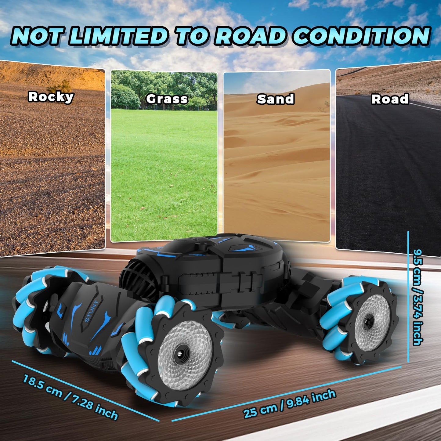 Nitigo Gesture RC Car Hand Controlled Rc Car Toys for Boys Girls 6-12, 2.4GHz 360° Rotation 4WD Gesture Sensing Rc Stunt Car with Light & Music & Spray, Birthday Gifts for Kids