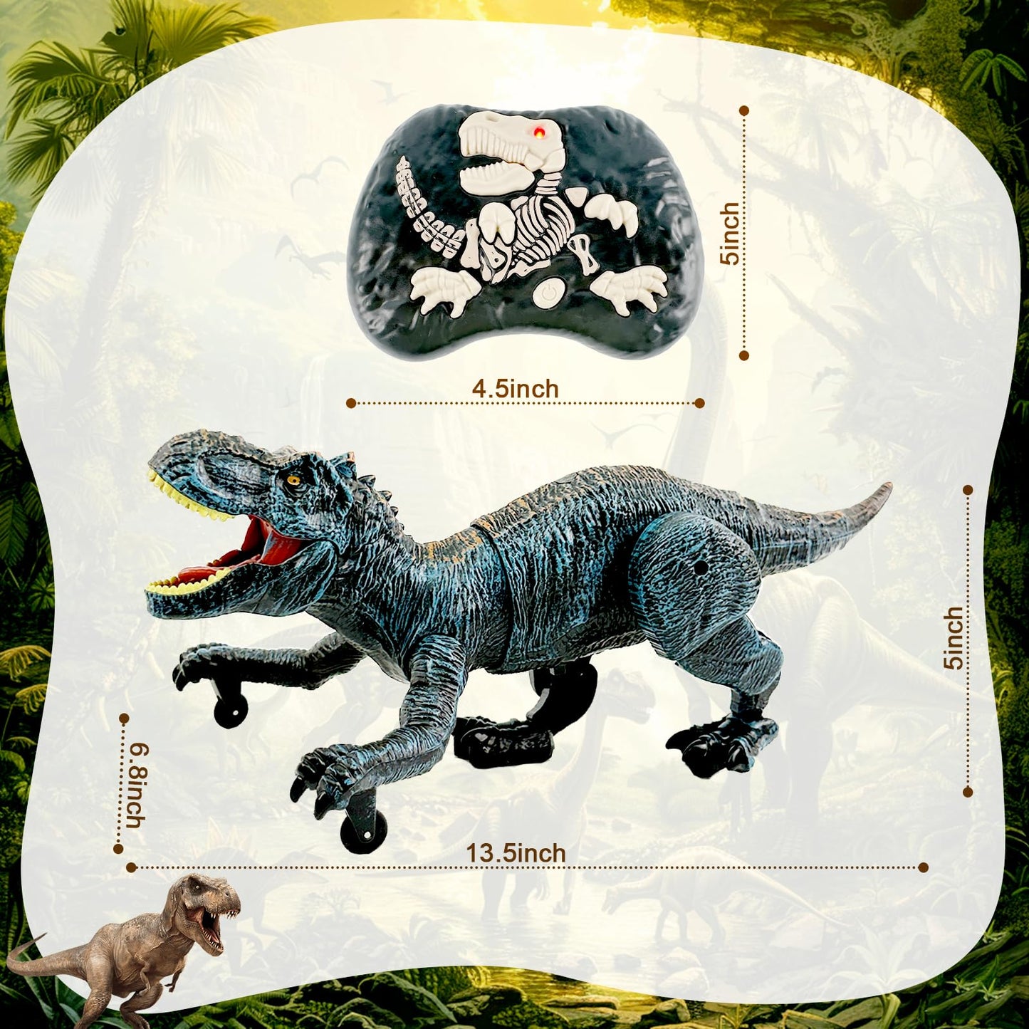 TALGIC Remote Control Dinosaur for Boys 4-7, Robot Dino Toys for Kids 5-7, rc Dino with Realistic Legs & Spray Stream, Remote Dinosaur Toys for Kids3 4 5 6 9 Year Old boy Birthday Gift (Blue)