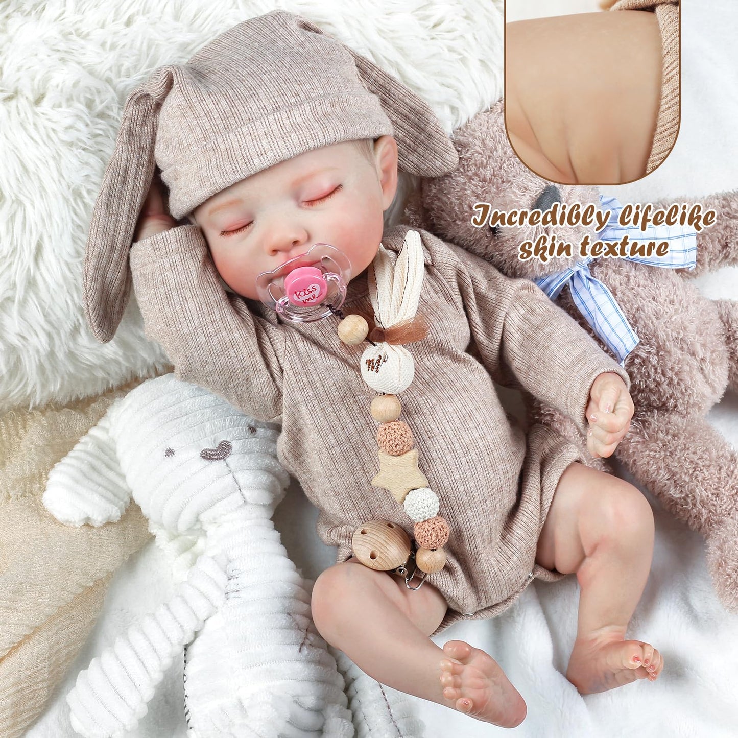 KidCuddz Reborn Baby Dolls - 18 Inch Dolls Vinyl Full Body with Realistic Vein Details, Real Life Baby Doll，Includes Accessories for 3+ Year Old Girls Gifts