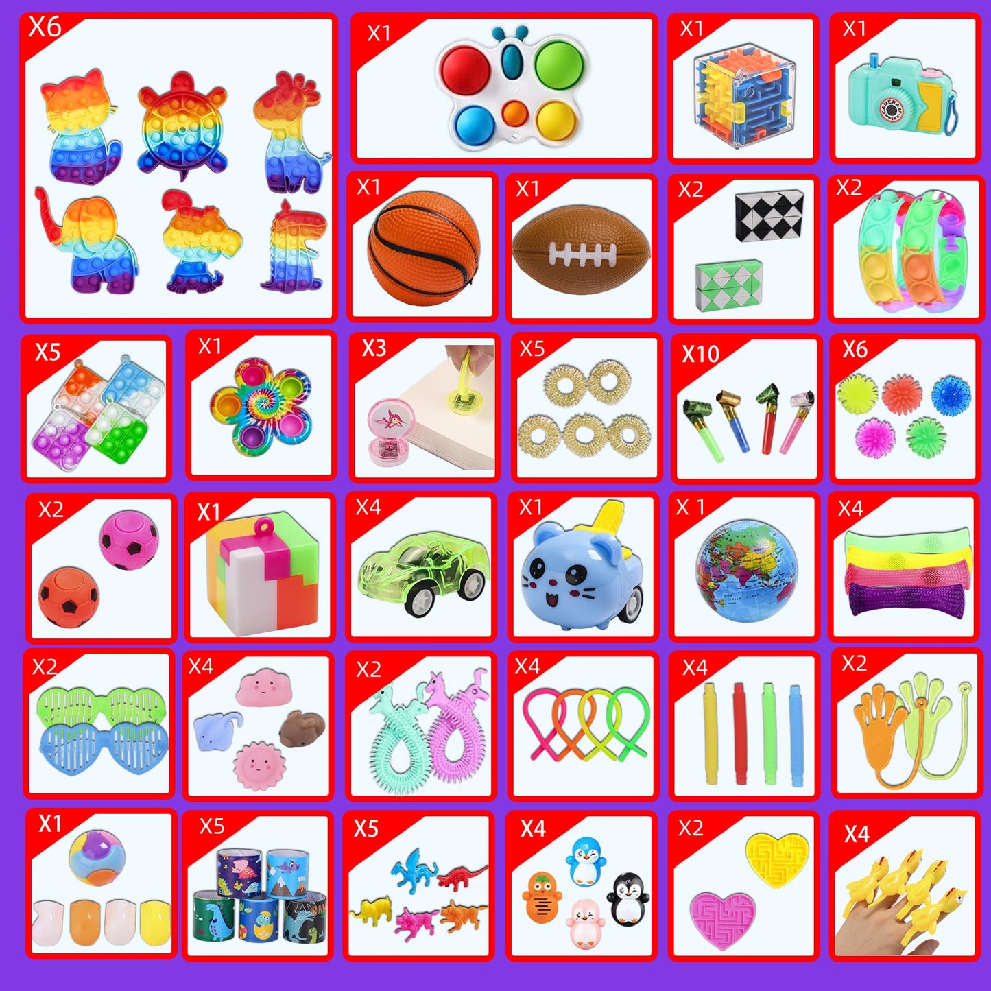 BILLFULL 1000 Pcs Party Favors for Kids, Fidget Toys Bulk, Birthday Gift Toys, Fidgets Stocking Stuffers, Treasure Box Party, Goodie Bag Carnival Prizes, Pinata Filler Stuffers Classroom