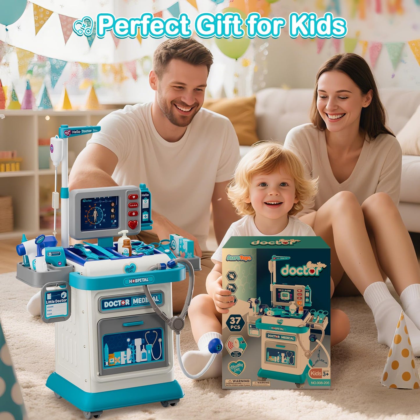 AuroTops Doctor Kit for Toddlers 3-5, 26 Pcs Doctor Play Set for Kids Ages 3-8,Role Play Toy Medical Cart Doctor Toys Educational Toys for Boys & Girls Birthday Gifts
