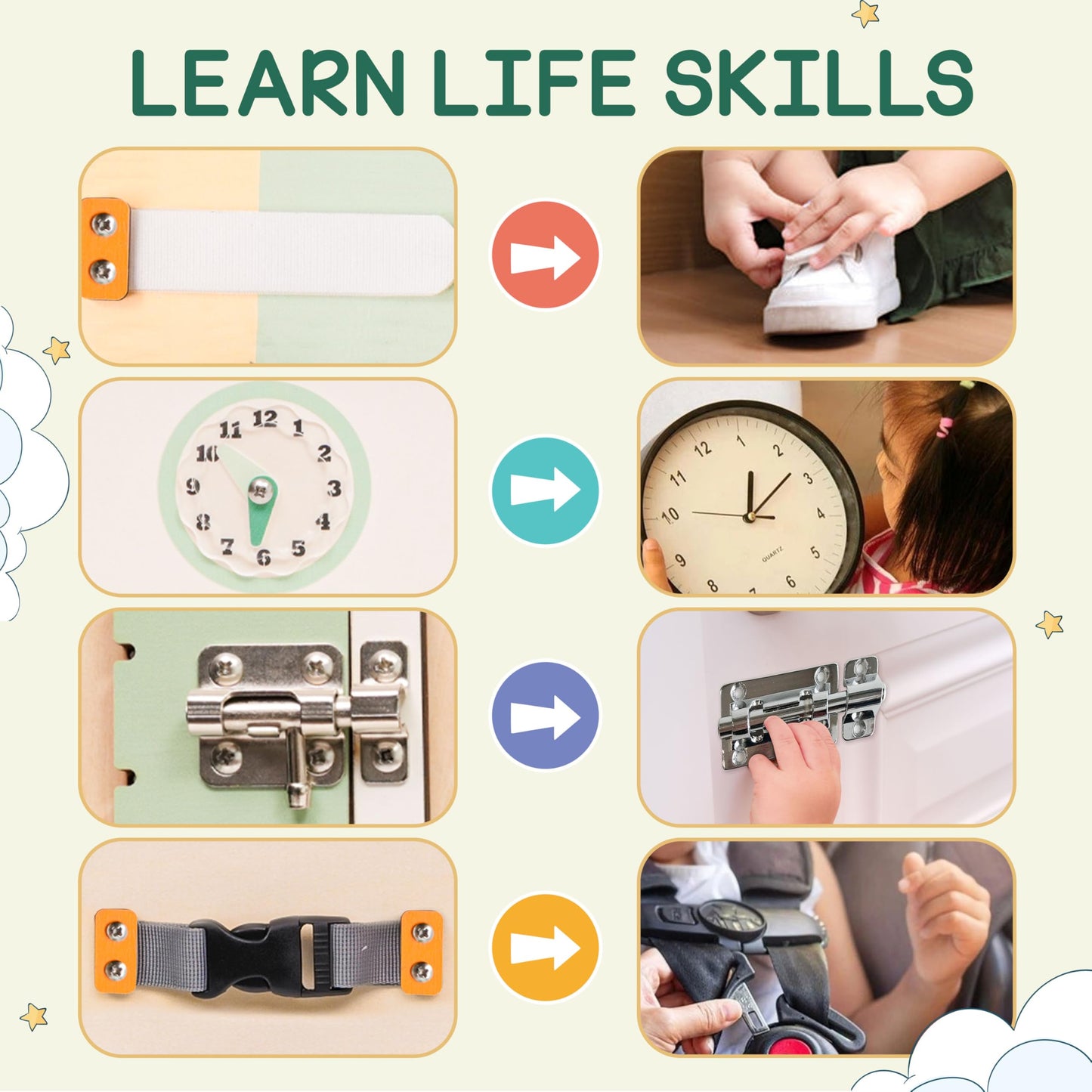 KALOTOYS Busy Board Montessori Toys for 1 2 3 Year Old - Sensory Toys for Toddlers 1-3 - Fine Motor Skills & Early Learning - Montessori Gift for Boys & Girls, Travel-Friendly & Safe