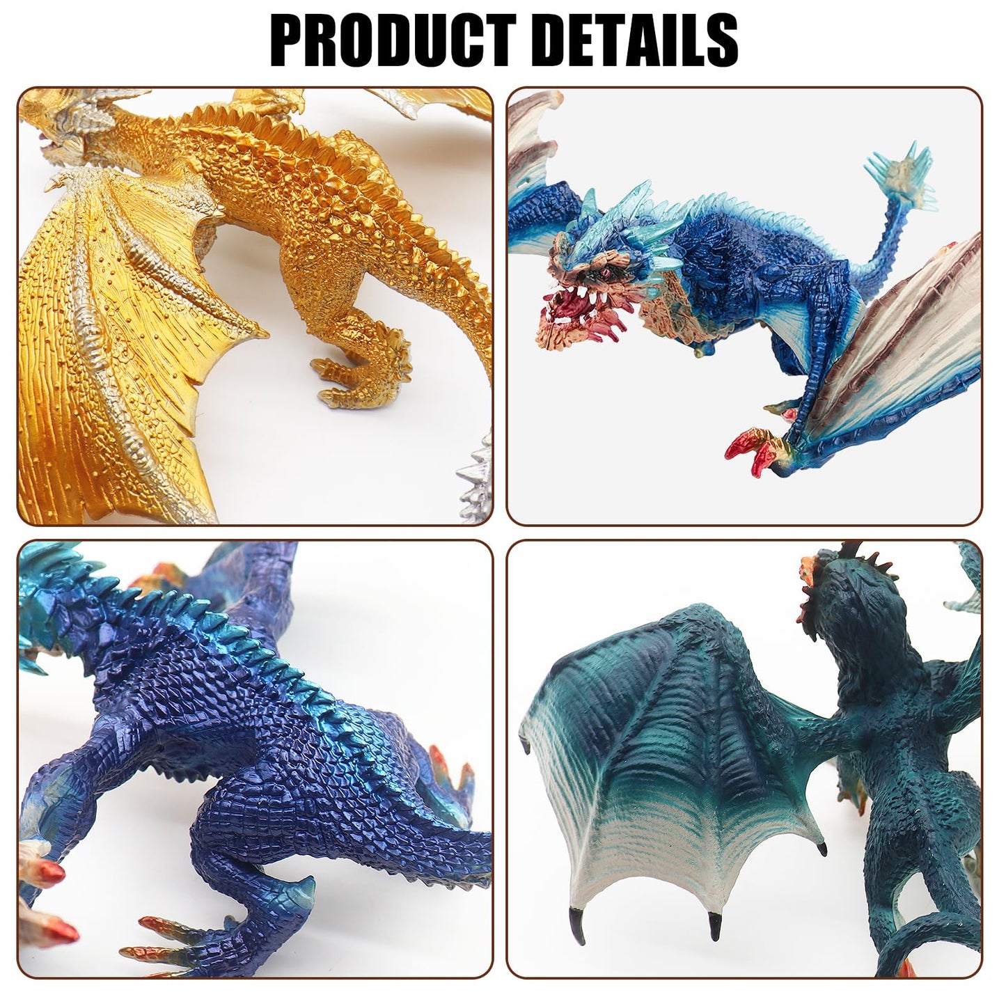 Fistone Western Dragon Toy Set, 3 PCS Realistic Battle Dragon, Lion Dragon, Demon Dragon Figurines, Creature Dragon Playset for Kids, Dragon Toy Action Figure for Kids Ages 3+