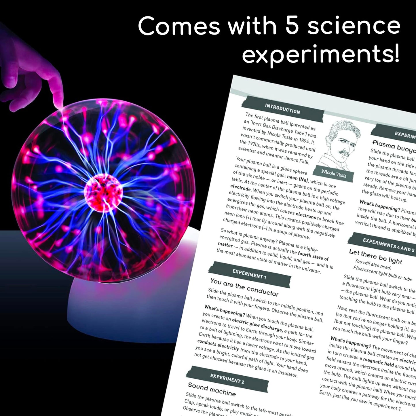 Thames & Kosmos The Plasma Ball Essential STEM Tool | Classic Scientific Device, Fresh 5-inch Glass Sphere, Interactive Electric Light Show | Explore Electricity, Matter, Energy, Small