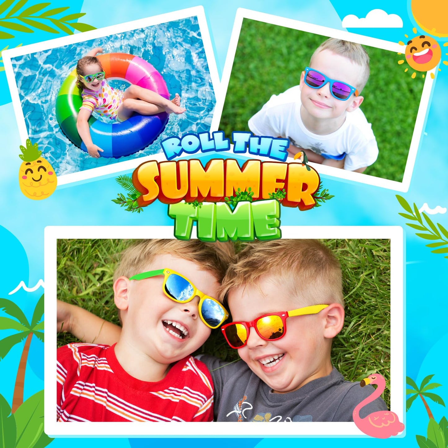 GIFTINBOX Kids Sunglasses Party Favors for Boys & Girls,Neon Toddler Sunglasses bulk with UV400 Protection, Pool Beach Party Favors, Goodie Bags Stuffers for Birthday Party -24pack