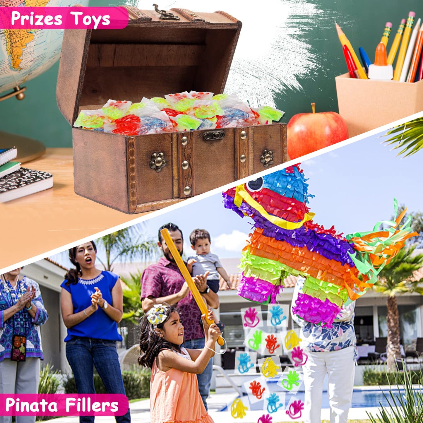 100PCS Sticky Hands Birthday Party Favors for Kids 4-8 8-12 Summer Goodie Bag Stuffers Classroom Treasure Box Toys Carnival Prizes Bulk Mini Treat Trinket Pinata Fillers End of Year Students Gifts