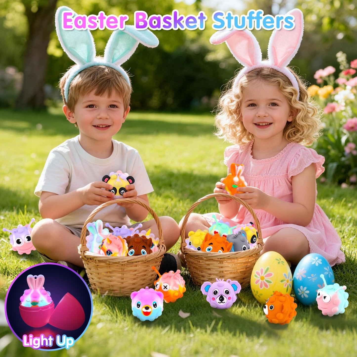 18pcs Light Up Animal Pop Balls Fidget Toys Party Favors for Kids 4-8 8-12 Sensory Squeeze Toys Stress Relief Balls Goodie Bag Stuffers Birthday Gifts Classroom Prizes Pinata Stuffers Treasure Box Toy