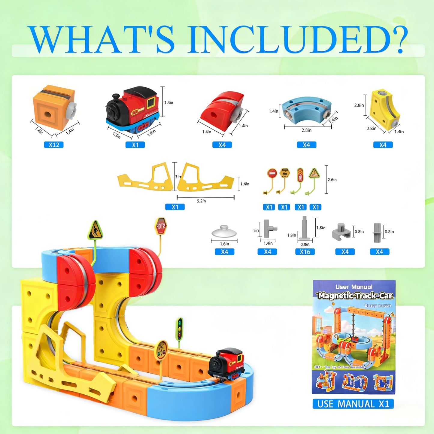 DopplerStar Gravity-Defying Electric Rail Car Toy, 3D Magnetic Building Track Set for Kids 3-12, STEM Educational Construction Toy, for Boys & Girls