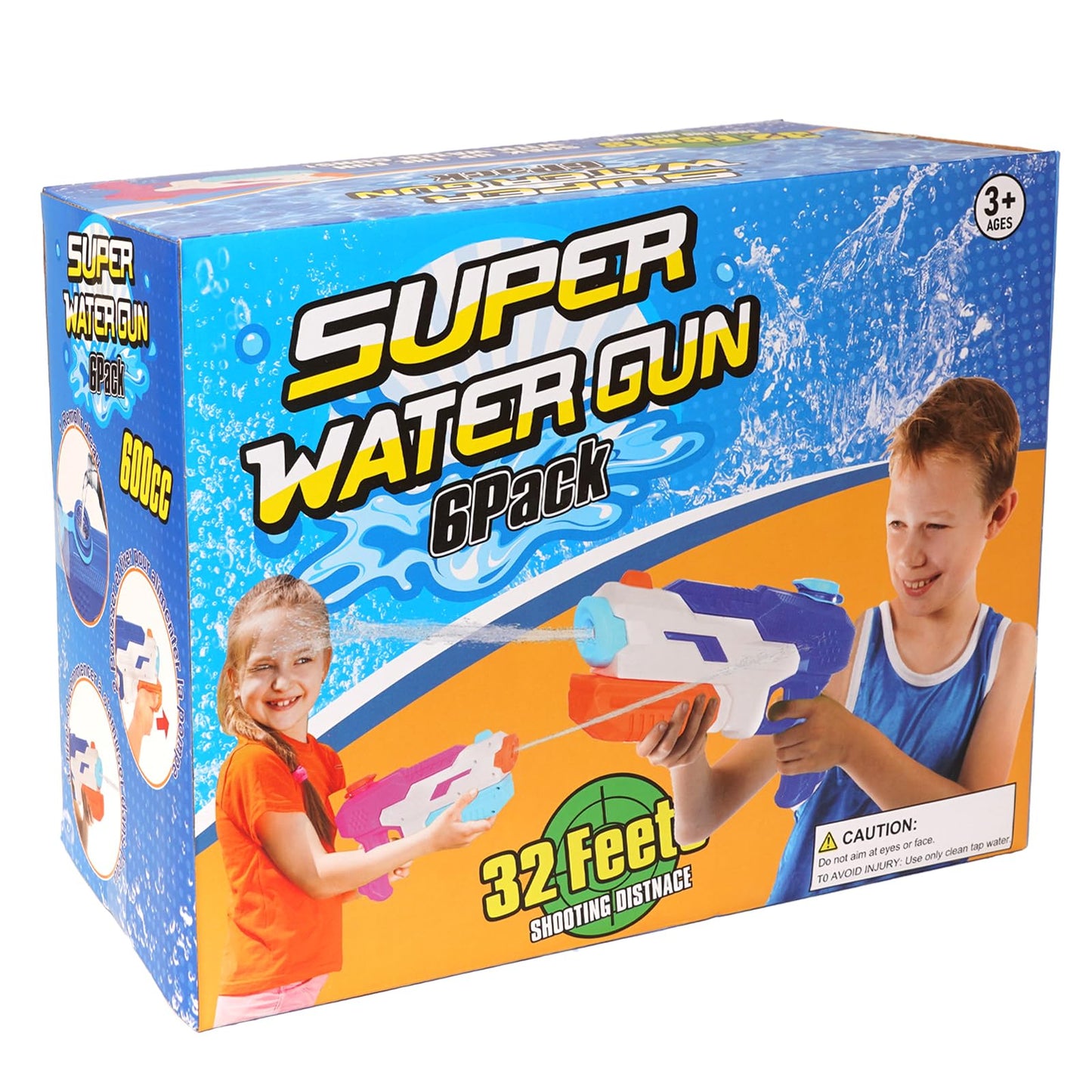 600cc Water Gun for Kids Adults：6 Pack Squirt Blasters Super Water Gun Soaker with Long Range High Capacity for Boys Girls Summer Swimming Pool Beach Outdoor Water Fighting Play Toys Party Favors