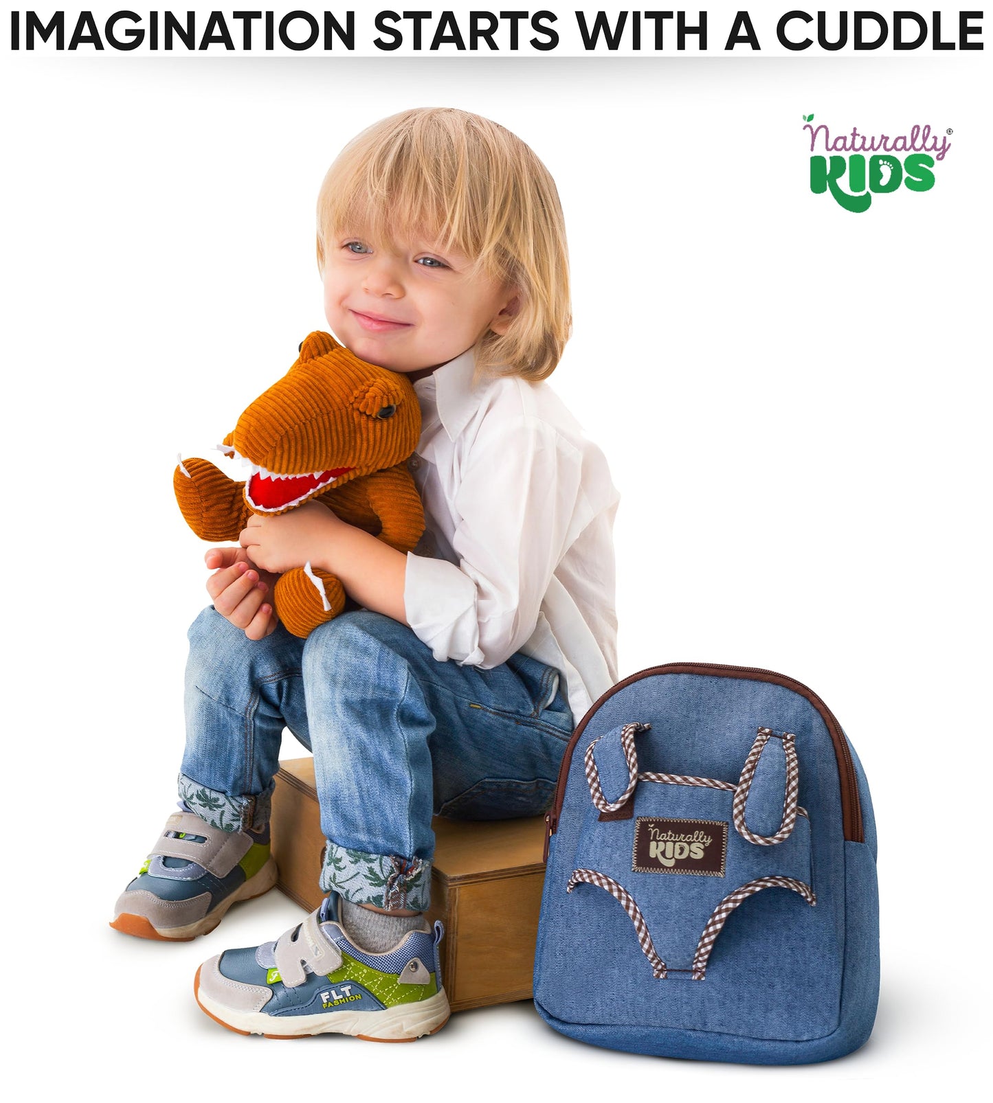 Naturally KIDS Toddler Backpack w Dinosaur Toys for Kids 2-4, 2 Year Old Boy Birthday Gift, 3 Year Old Boy Gift Girl, Toddler Dinosaur Toy