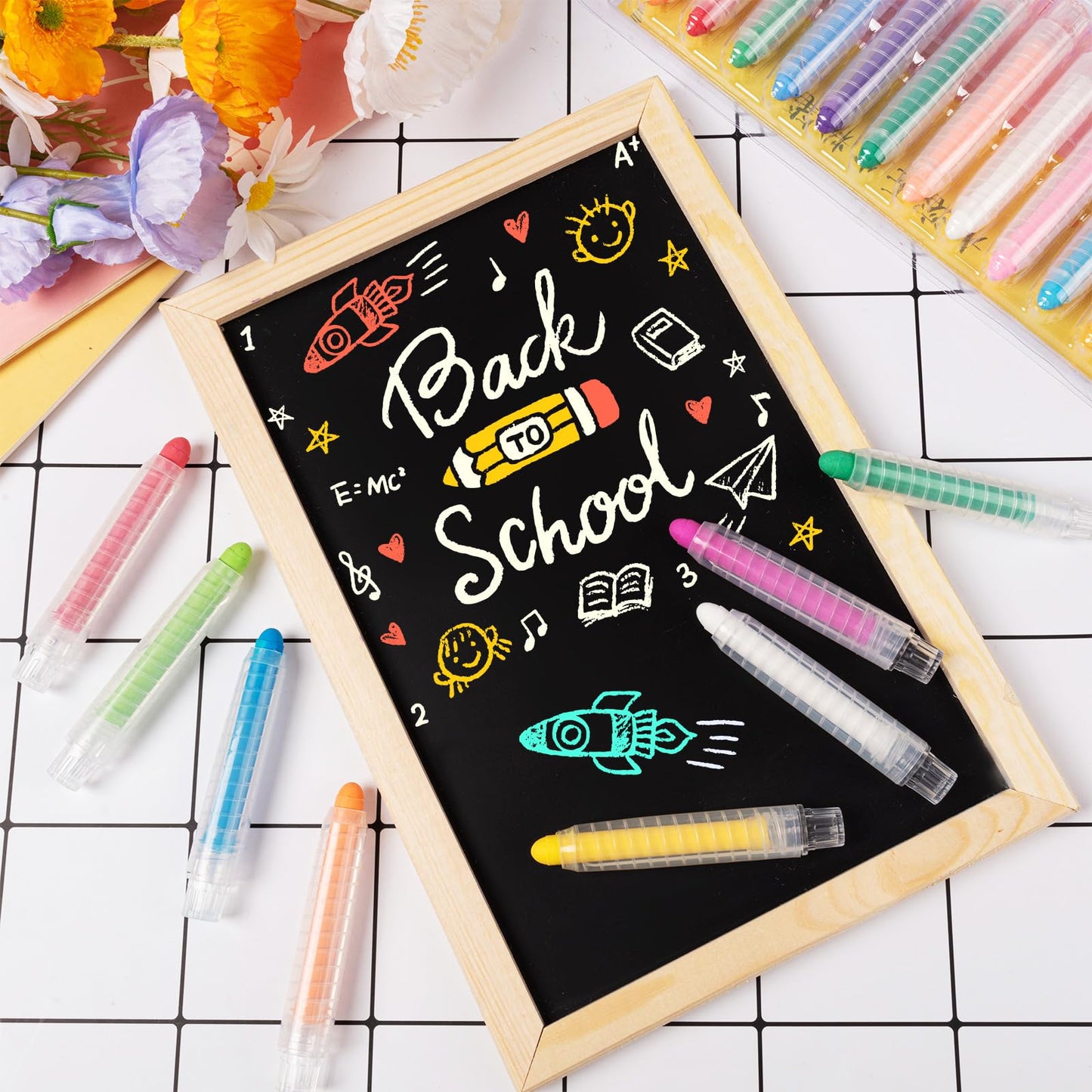 ZHBDMGK Sidewalk Chalk for Kids, 48 Colors Dustless Washable Toddlers Chalk with Plastics Holder for Blackboard Drawing Writing Toys Gift Party Favors