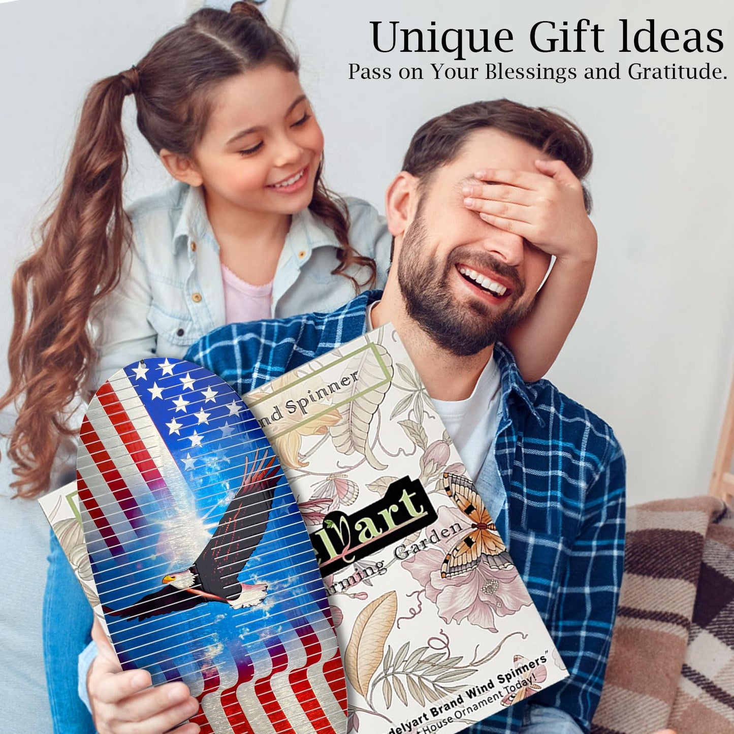 Aoedelyart Wind Spinners Outdoor Creates a Soaring Eagle Effect, 3D American Flag Eagle Wind Spinner Hanging Independence Day/Memorial Day Decorations,Gifts for Men/Women,15in Garden Decor,Yard Art