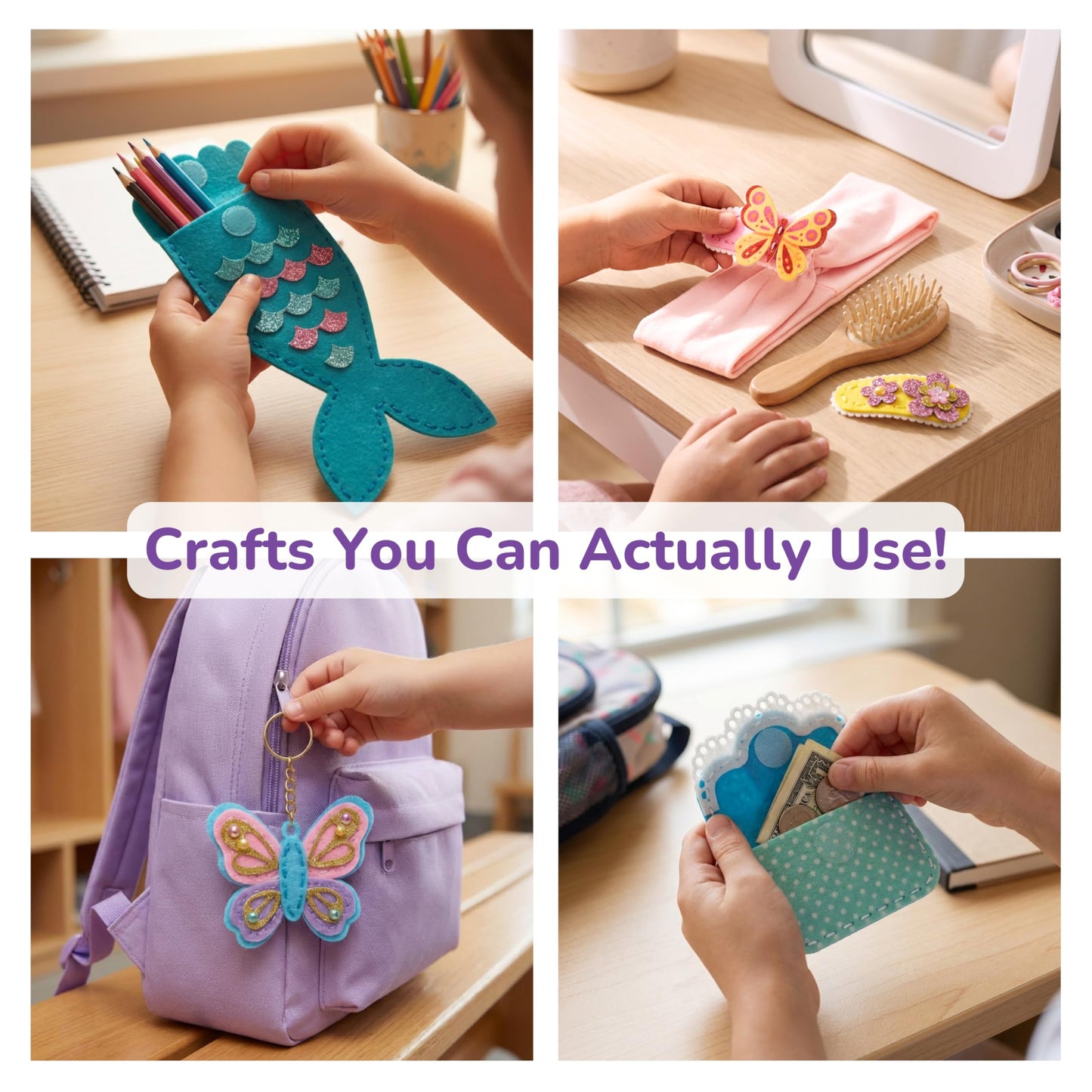 Kids Sewing Kit for Beginners Ages 6-12, Cute Felt Craft Projects with Easy Step by Step Instructions, My First Sewing Kit for Girls and Boys with Pre-Cut Shapes, Educational Learning Activity
