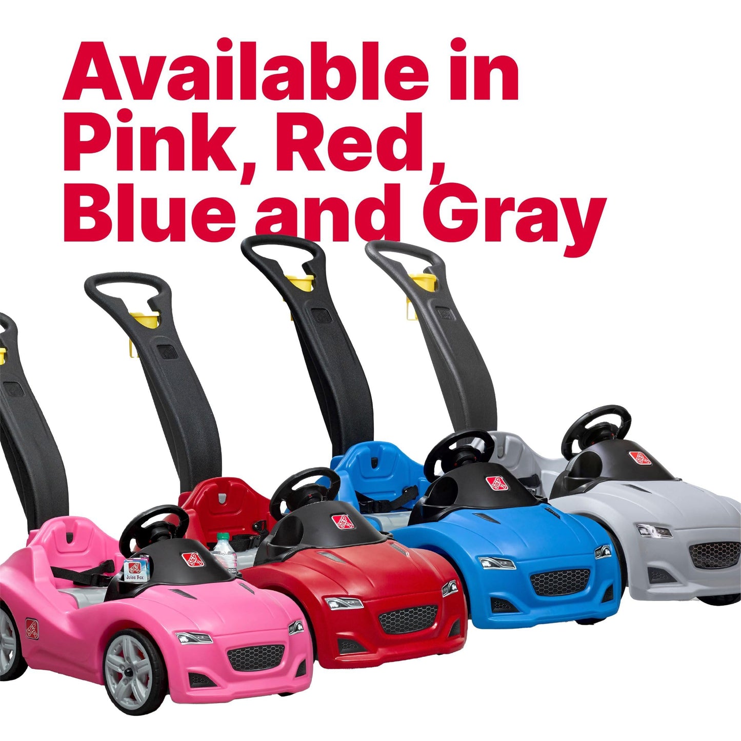 Step2 Whisper Ride Cruiser Kids Push Car, Ride On Toy, Stroller Substitute, Includes Seat Belt & Horn, Made of Durable Plastic, Max Weight 50 lbs., For Toddlers 1.5-4 Years Old, Pink