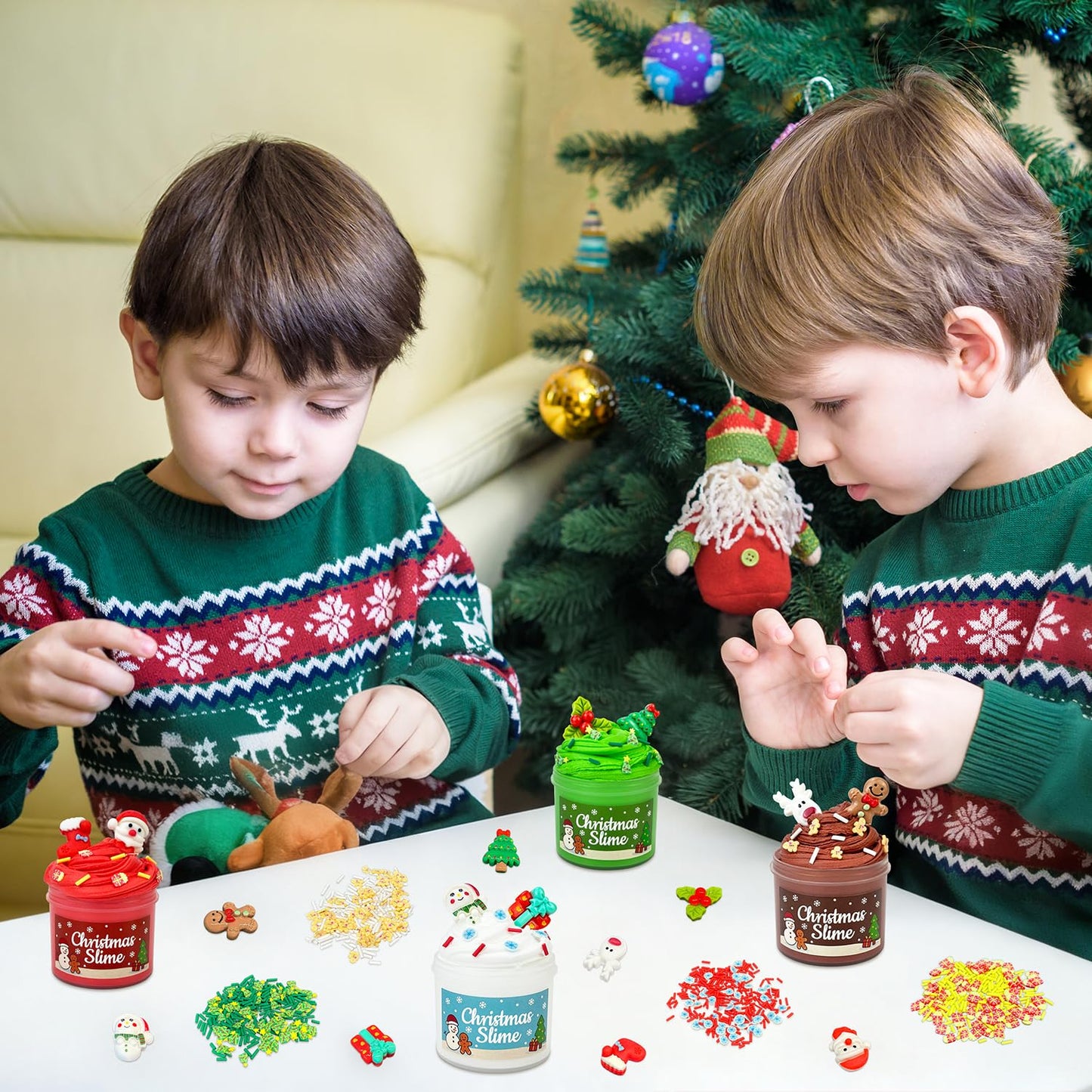 Christmas Slime Stocking Stuffers for Kids 4 Pack, Funny Xmas Toys Gifts Party Favors Supplies for Toddler Boys Girls, Holiday Classroom Game Prizes Basket Goodie Treat Bag Fillers Stuff for Teens