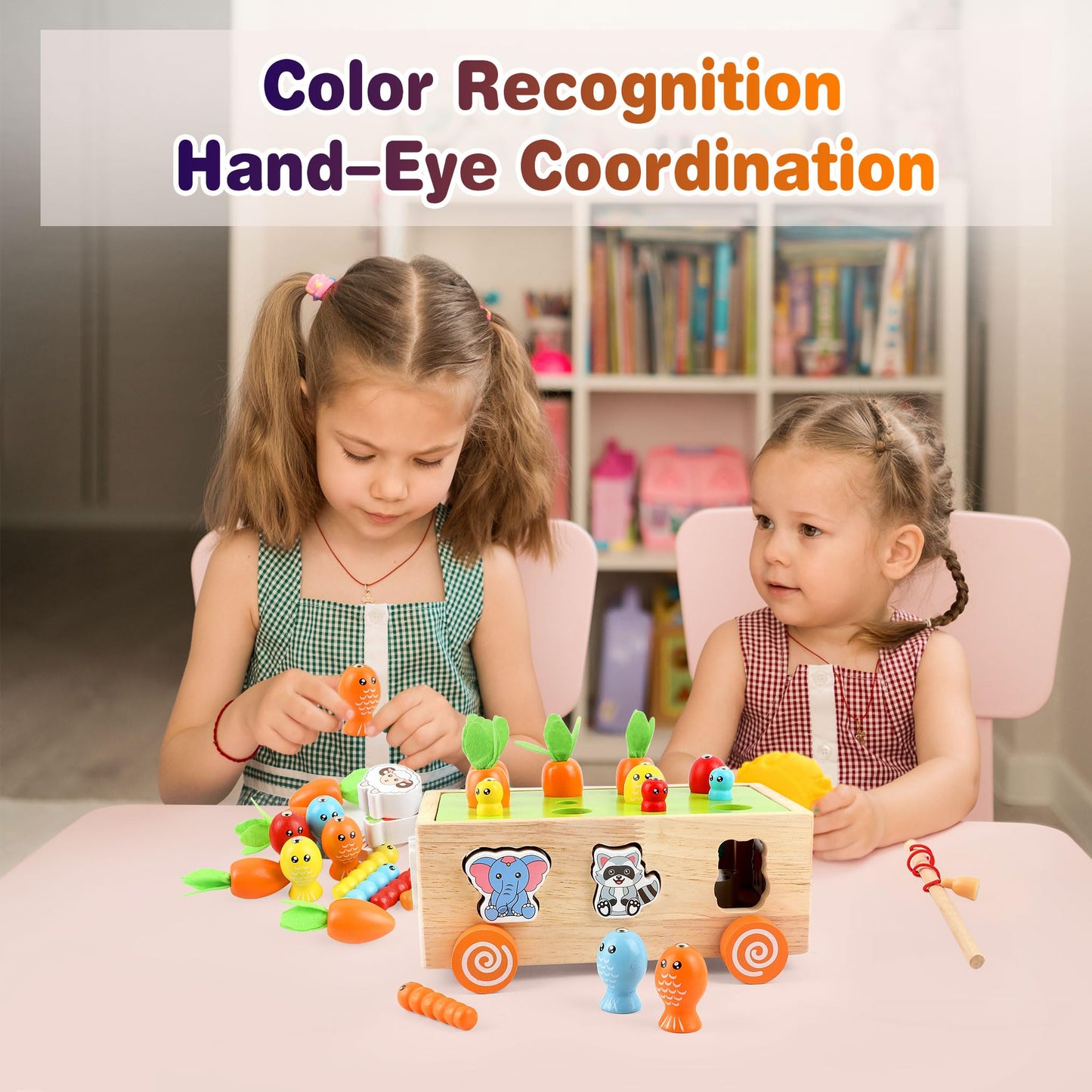 Montessori Wooden Pull Along Toy, Shape Sorting Educational Game for Toddlers 1-3 Years Old. Perfect First Birthday Gift for Baby Boys Girls, Preschool Learning Toy Develops Fine Motor Skills