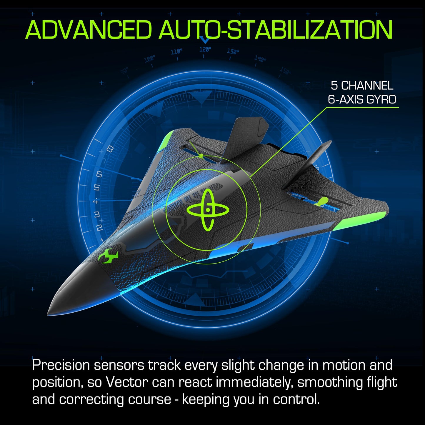 Sky Viper Vector Performance RC Plane, up to 45 MPH, 1-Touch Stunts, Rechargeable Battery