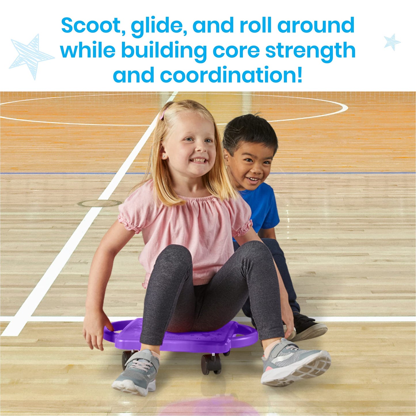 hand2mind Green Indoor Scooter Board with Handles, Sit Down Floor Scooter, Gym Activities for Kids, Indoor Sport Recess Games, Physical Education Equipment, Gross Motor Toys