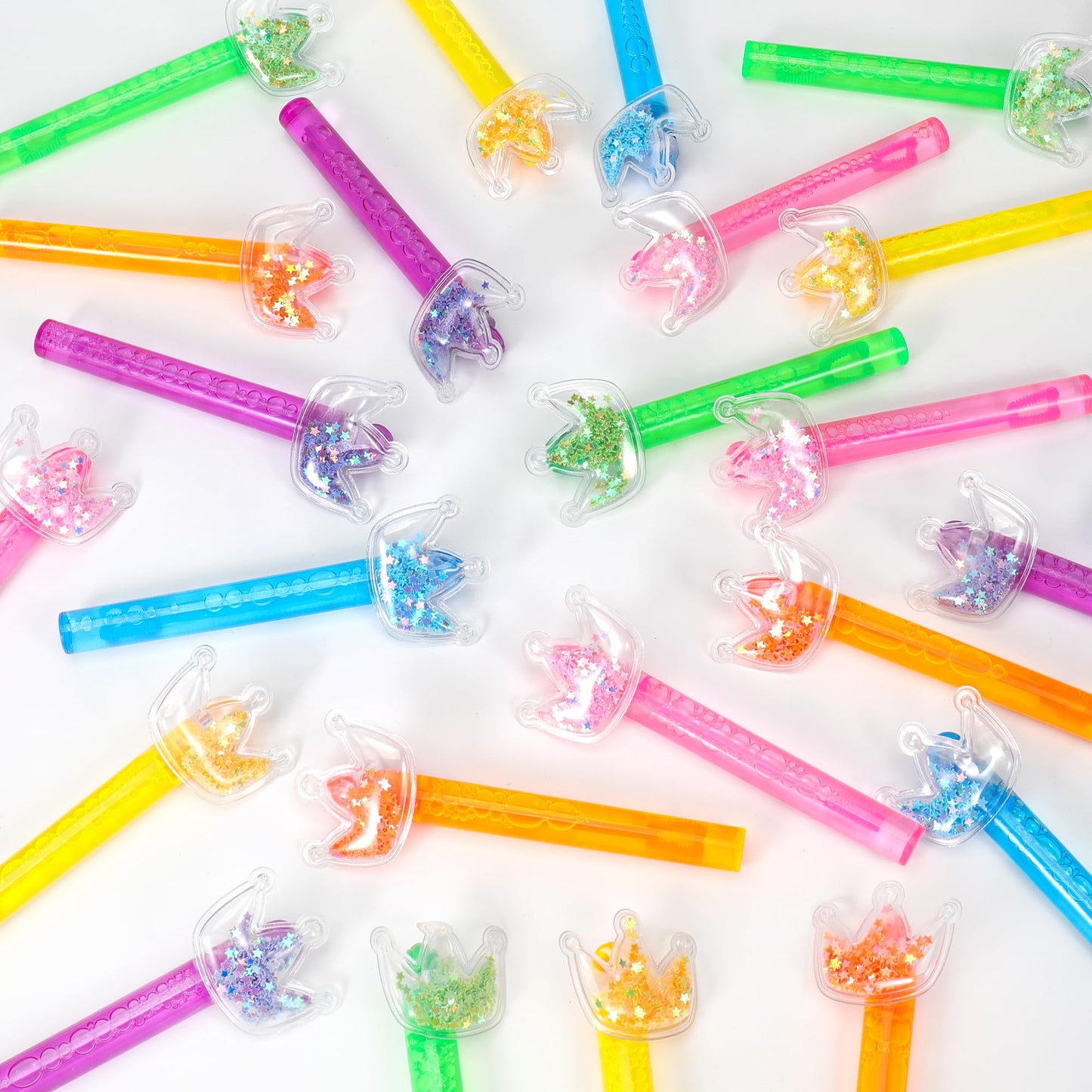 24PCS Glitter Crown Bubble Wands Toys for Kids, Princess Birthday Party Favors Supplies Decorations, Classroom Prizes, Pinata Fillers, Goodie Bag Stuffers Gifts