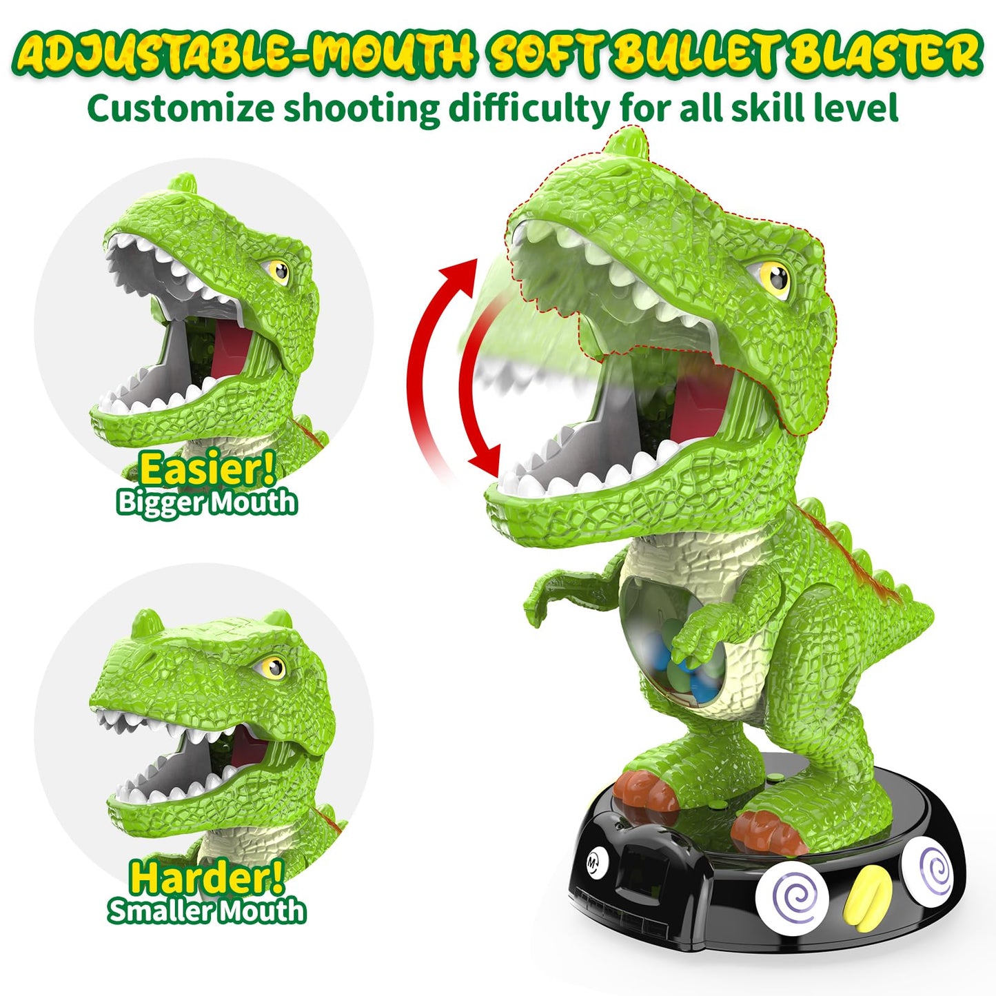 EagleStone Moving Dinosaur Shooting Toys for Kids 5-7, Electronic T-Rex Shoot Target Game with Mist Spray, LED Score, Roar & Light, 3-Pair Dino Target, Birthday Gifts for 5 6 7 8 9 Year Old Boys Girls