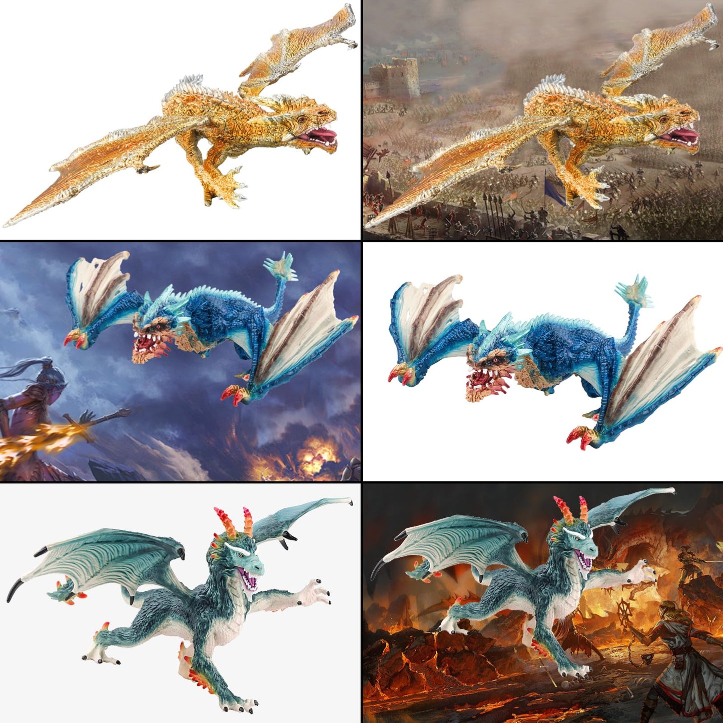 Fistone Western Dragon Toy Set, 3 PCS Realistic Battle Dragon, Lion Dragon, Demon Dragon Figurines, Creature Dragon Playset for Kids, Dragon Toy Action Figure for Kids Ages 3+