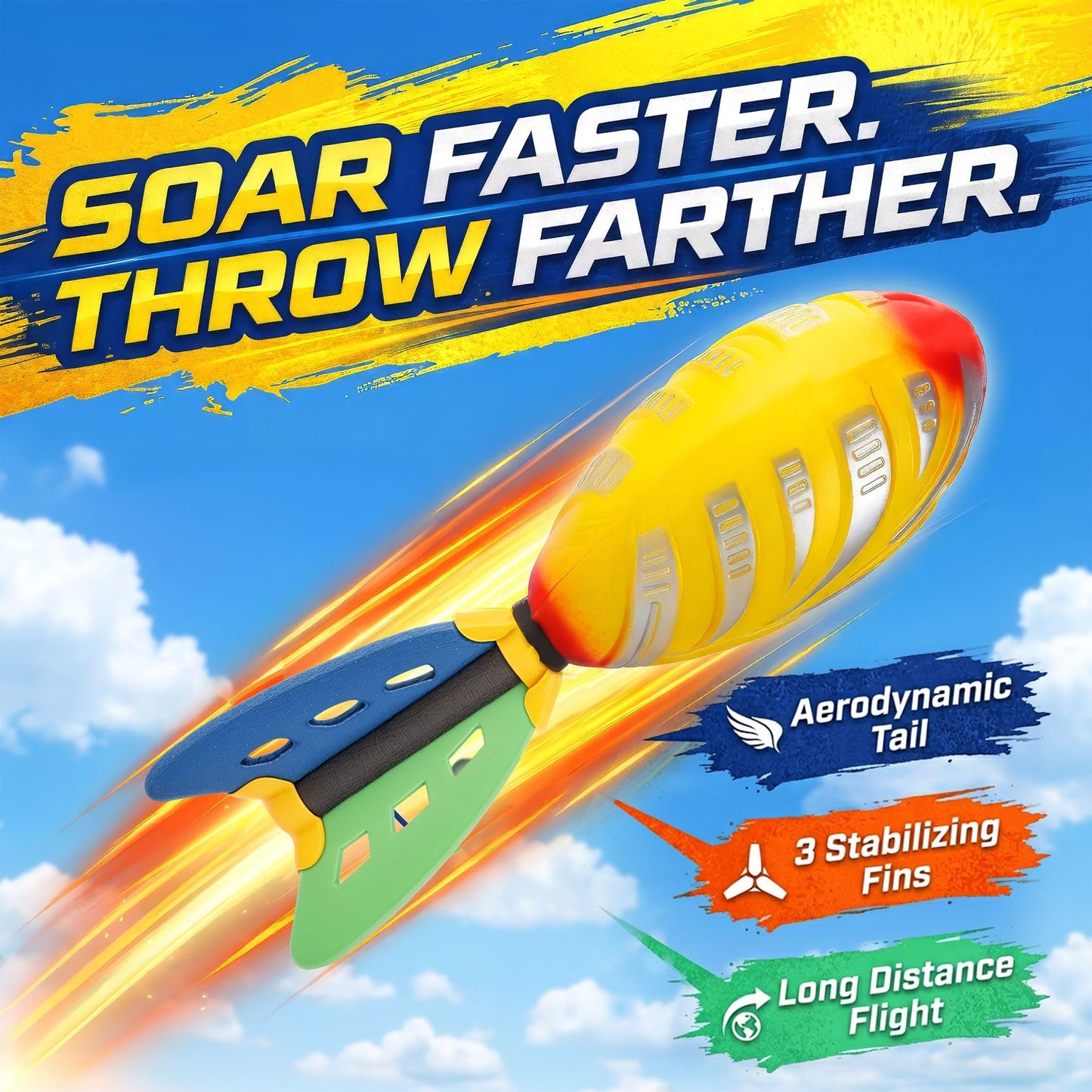 Liberty Imports 12 Pack Flying Foam Foam Missile Footballs with Tails, Sports Aero Pocket Flyers Toys for Kids Outdoor Backyard Activities, Games, Party Favors (9 Inches)
